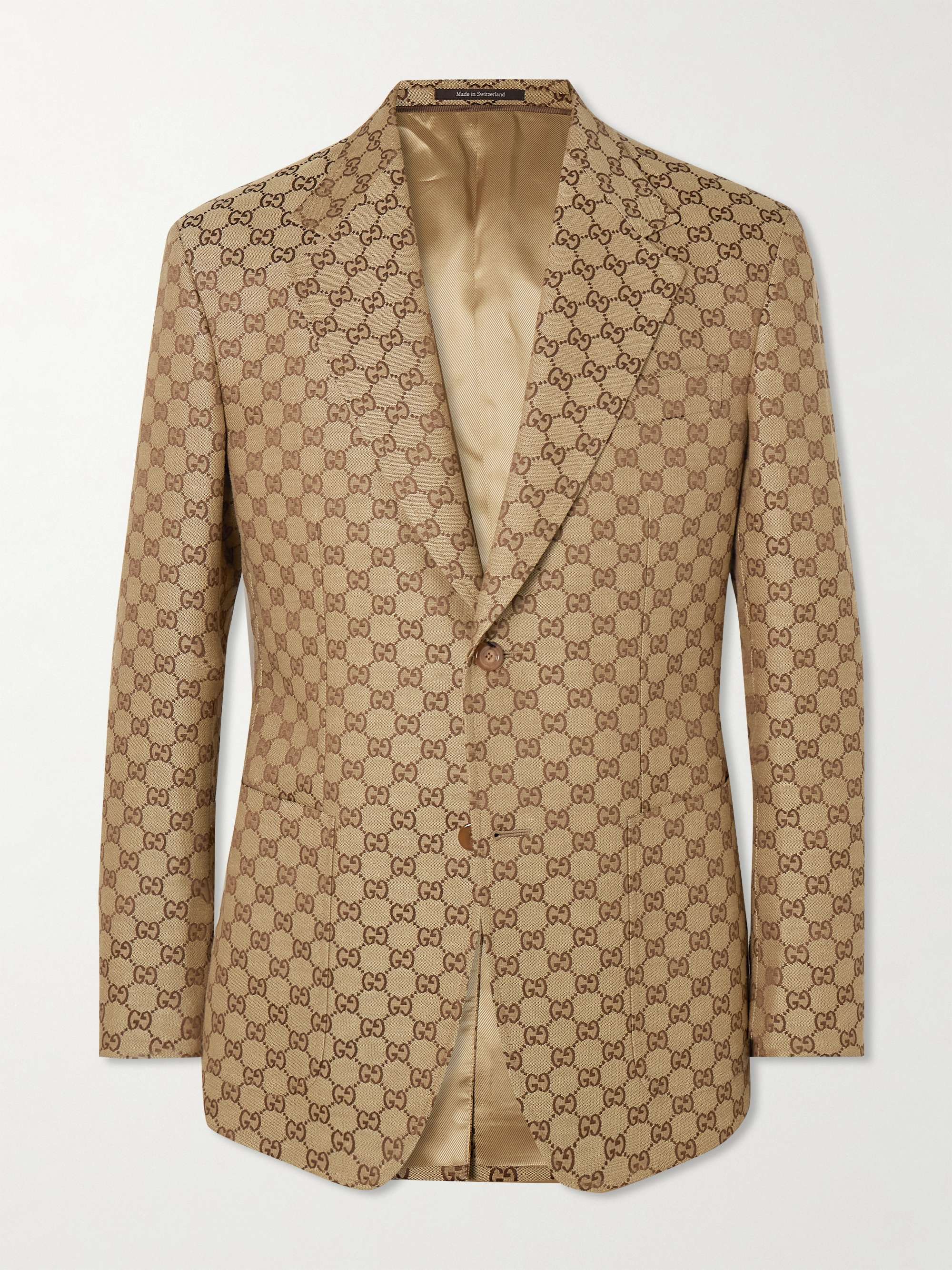 GUCCI Monogrammed Linen-Blend Suit Jacket for Men | MR PORTER
