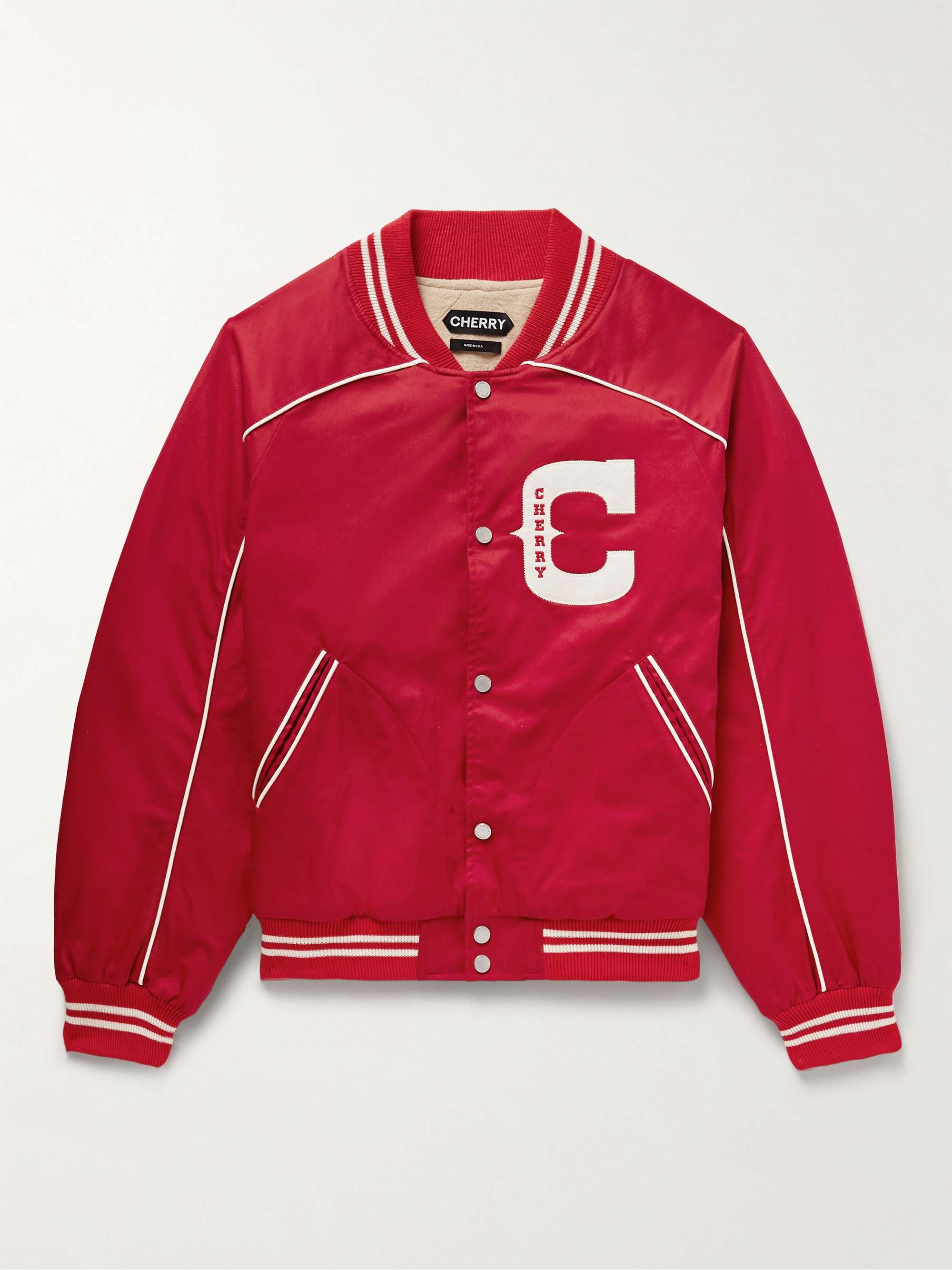Red Cotton Twill Baseball Jacket