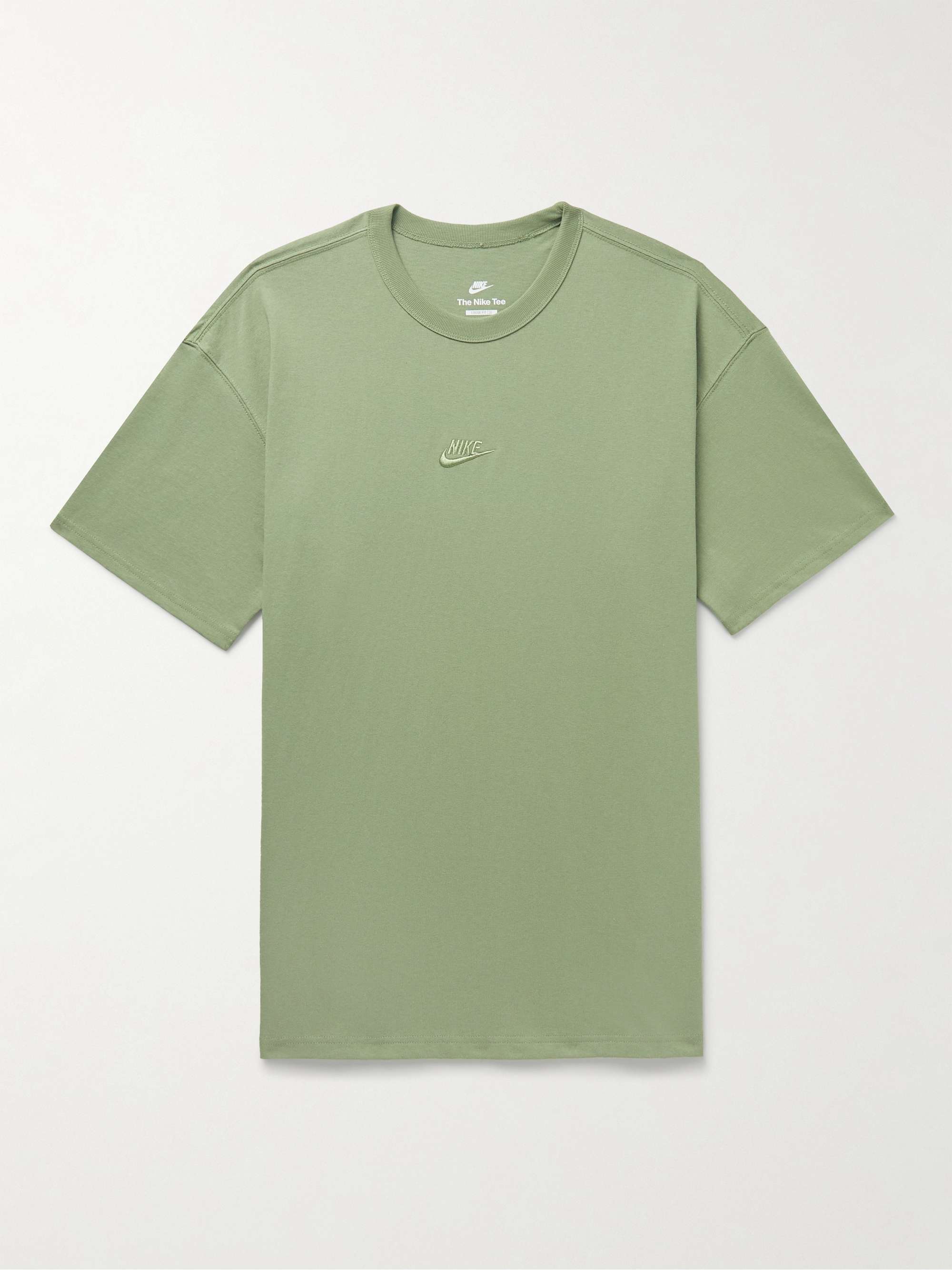 NIKE Sportswear Premium Essentials Logo-Embroidered Cotton-Jersey T-Shirt |  MR PORTER