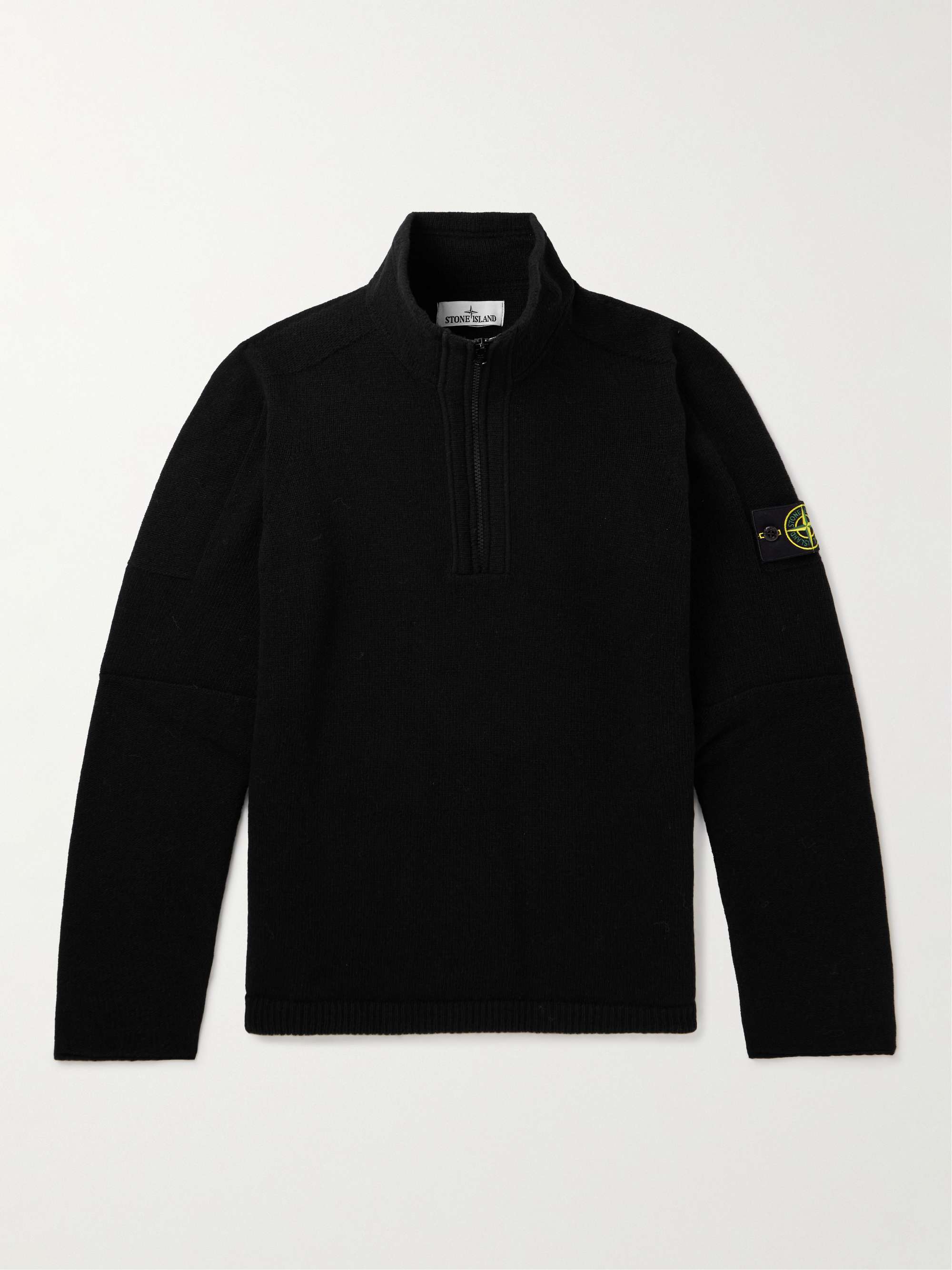 STONE ISLAND Logo-Appliquéd Wool-Blend Half-Zip Sweater for Men | MR PORTER