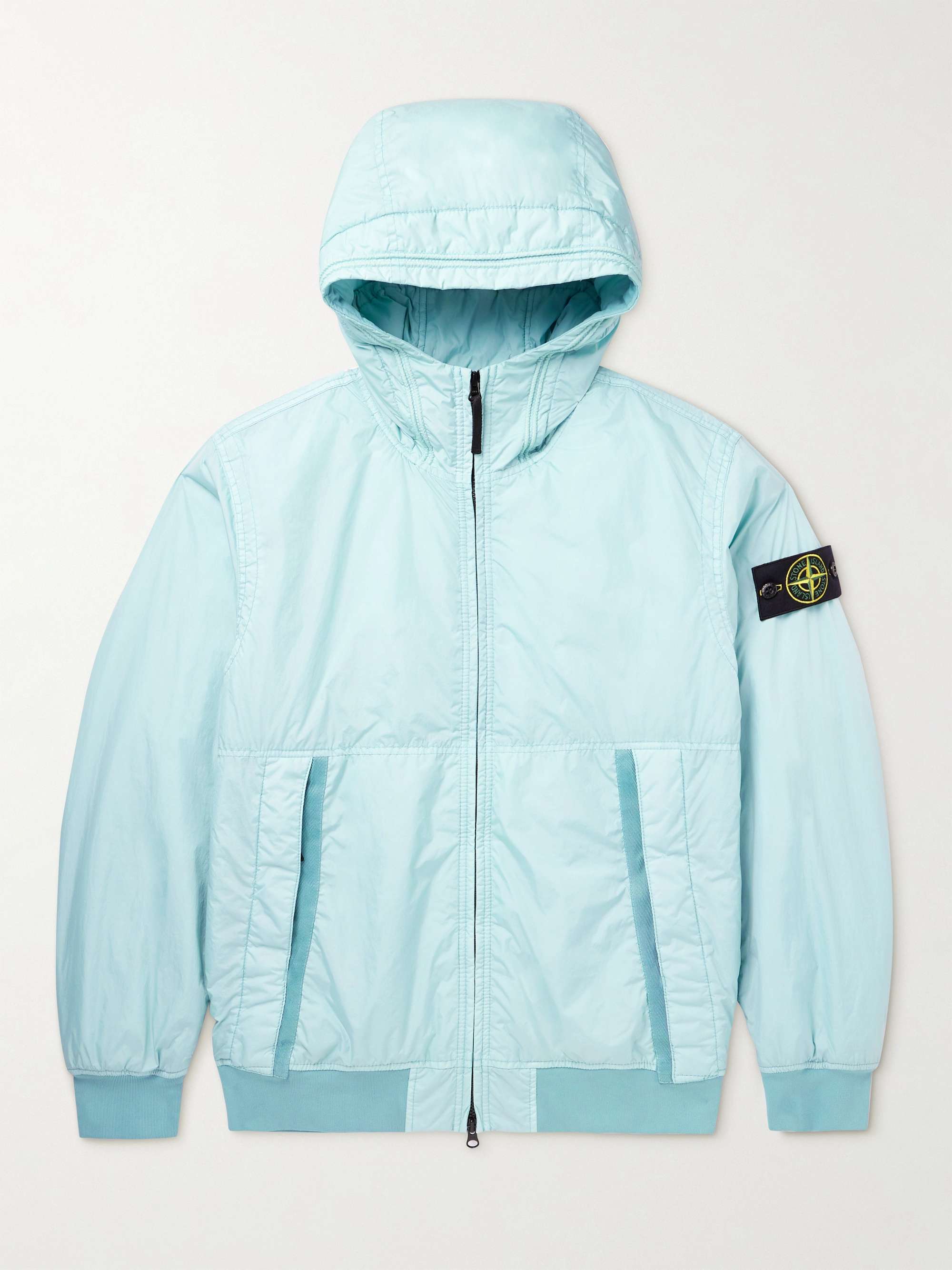 STONE ISLAND Garment-Dyed Padded Crinkled Reps Nylon Hooded Jacket for Men  | MR PORTER
