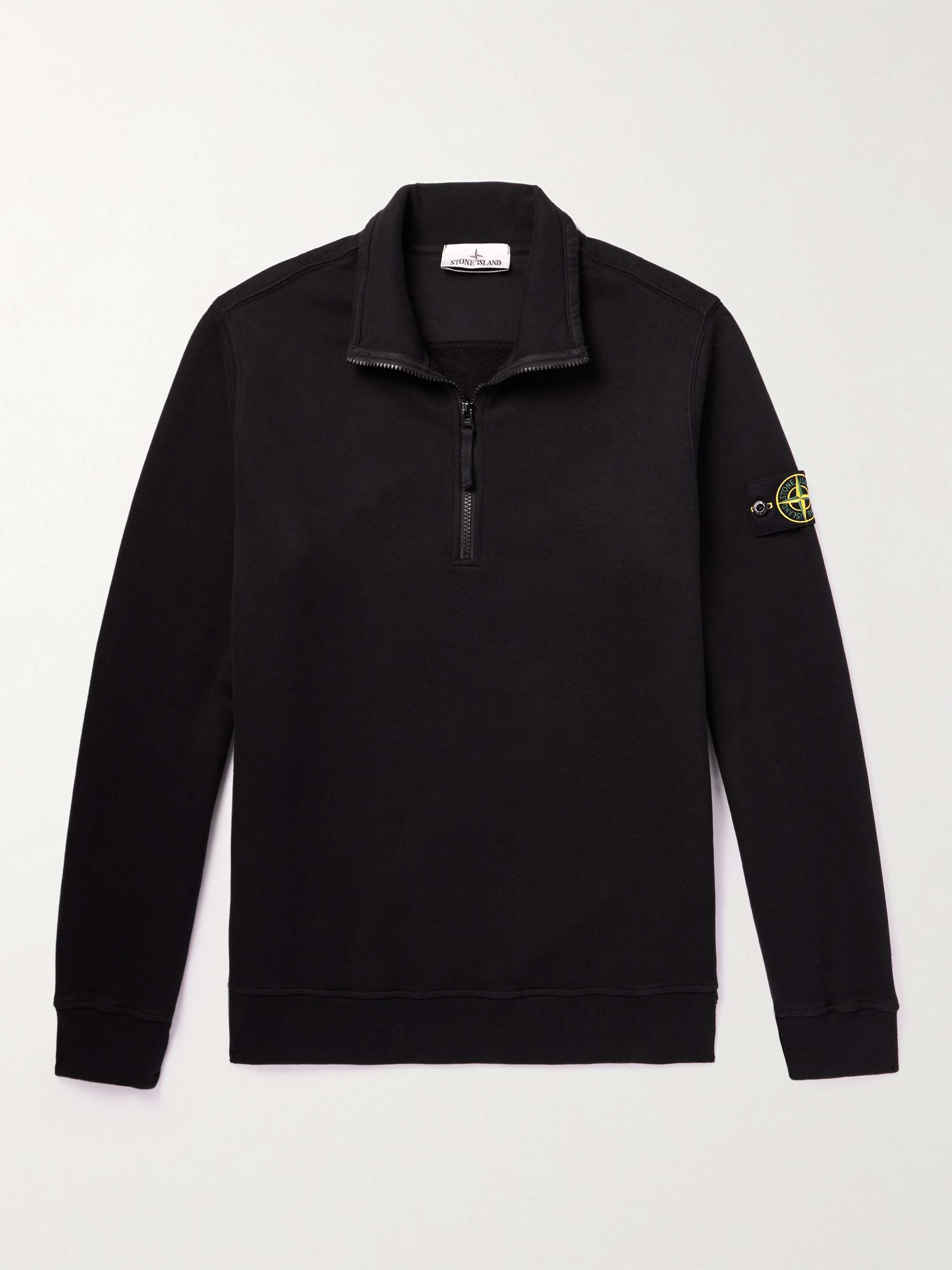 Logo-Appliquéd Garment-Dyed Cotton-Jersey Half-Zip Sweatshirt
