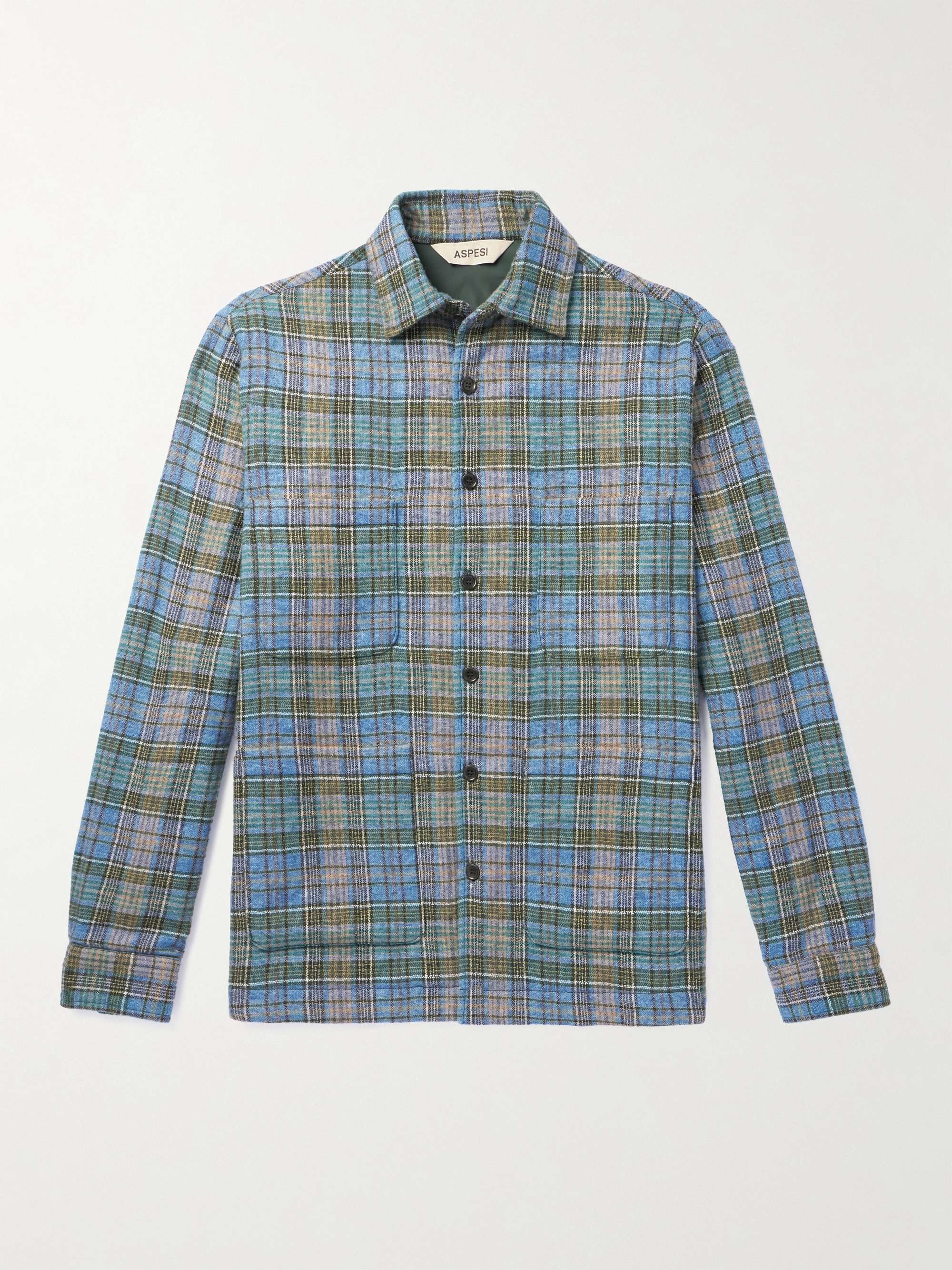 ASPESI Checked Wool-Blend Overshirt for Men | MR PORTER