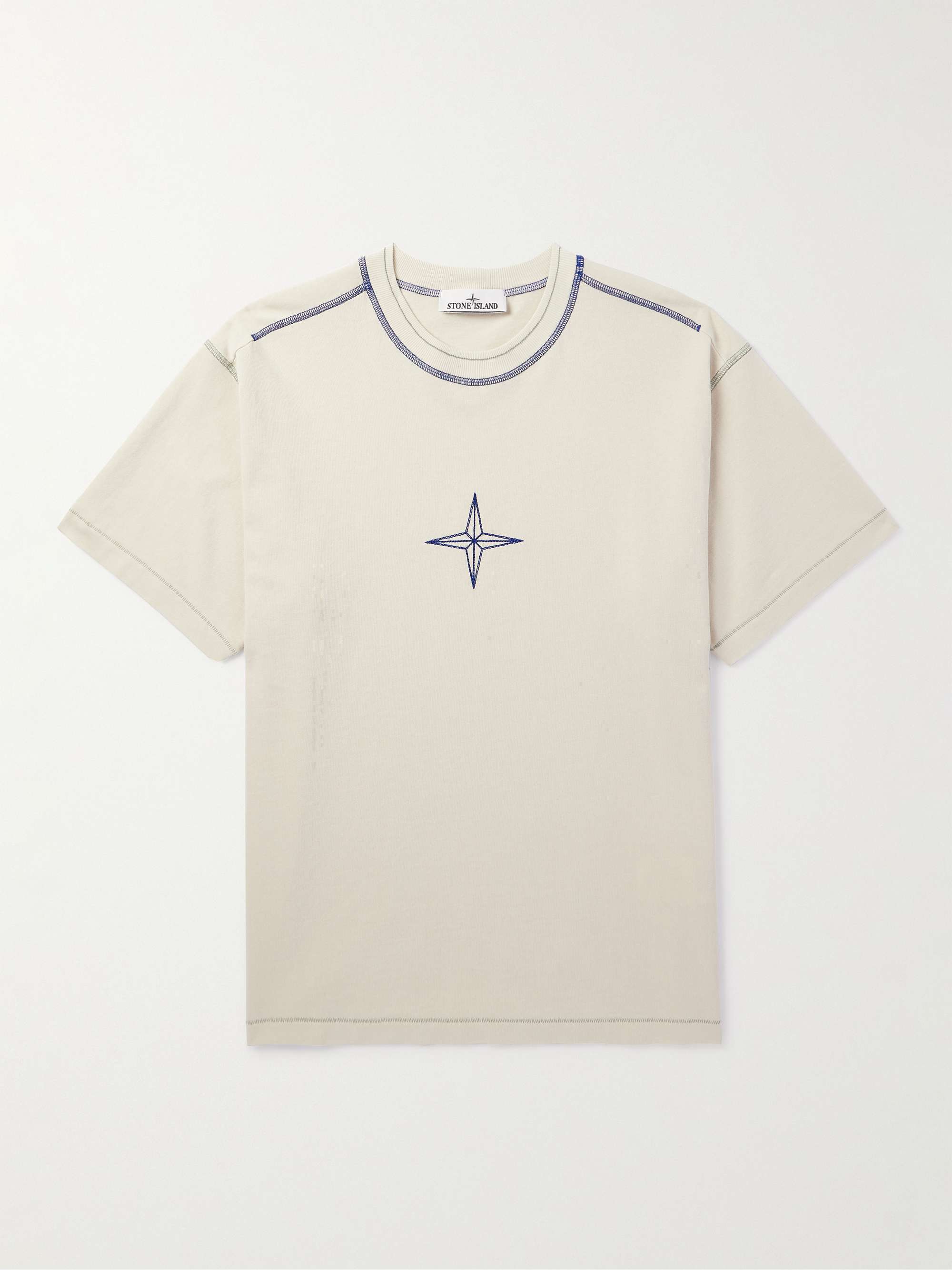 STONE ISLAND Logo-Embroidered Cotton-Jersey T-Shirt for Men | MR PORTER
