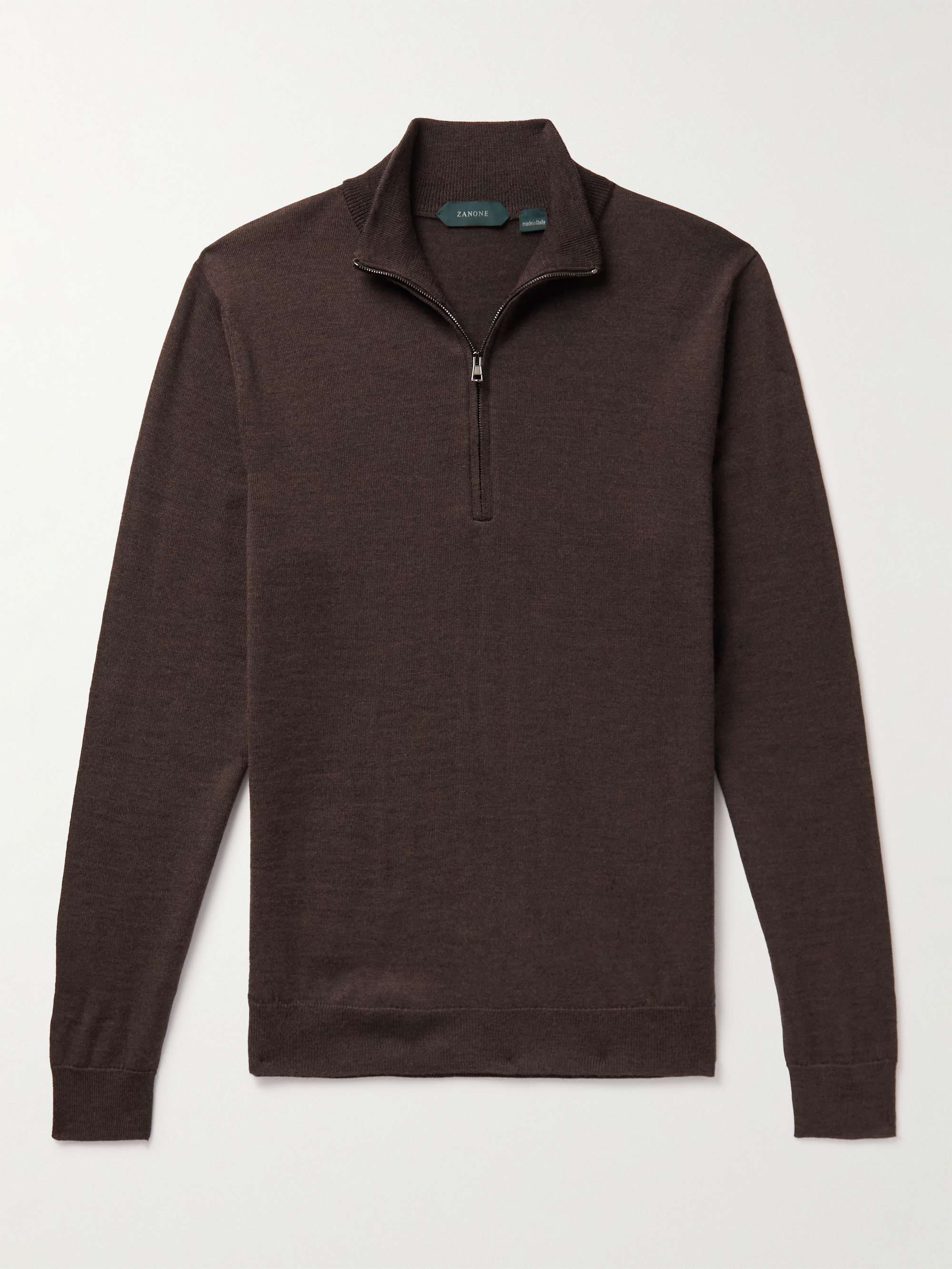 Pullover slim-fit in lana vergine con mezza zip INCOTEX da uomo | MR PORTER