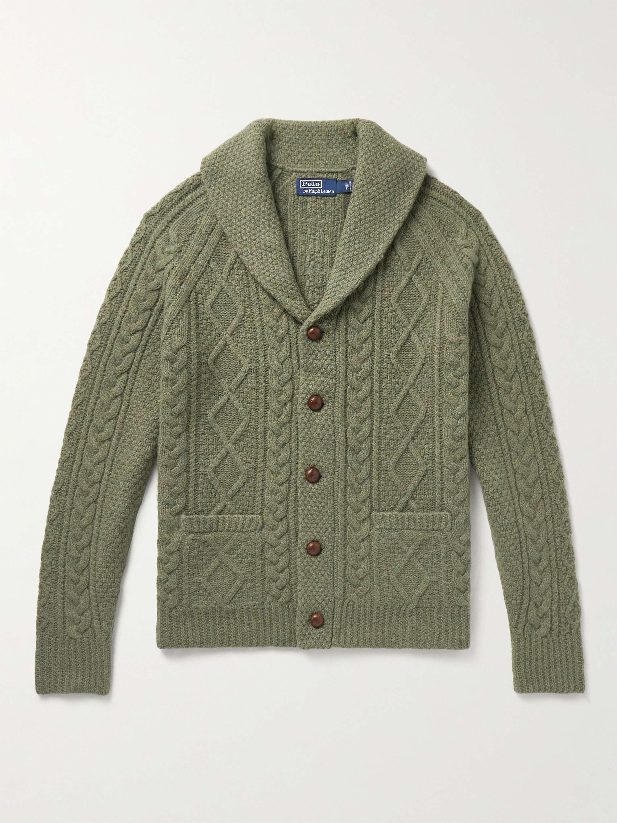 POLO RALPH LAUREN Shawl-Collar Cable-Knit Wool and Cashmere-Blend Cardigan  for Men | MR PORTER