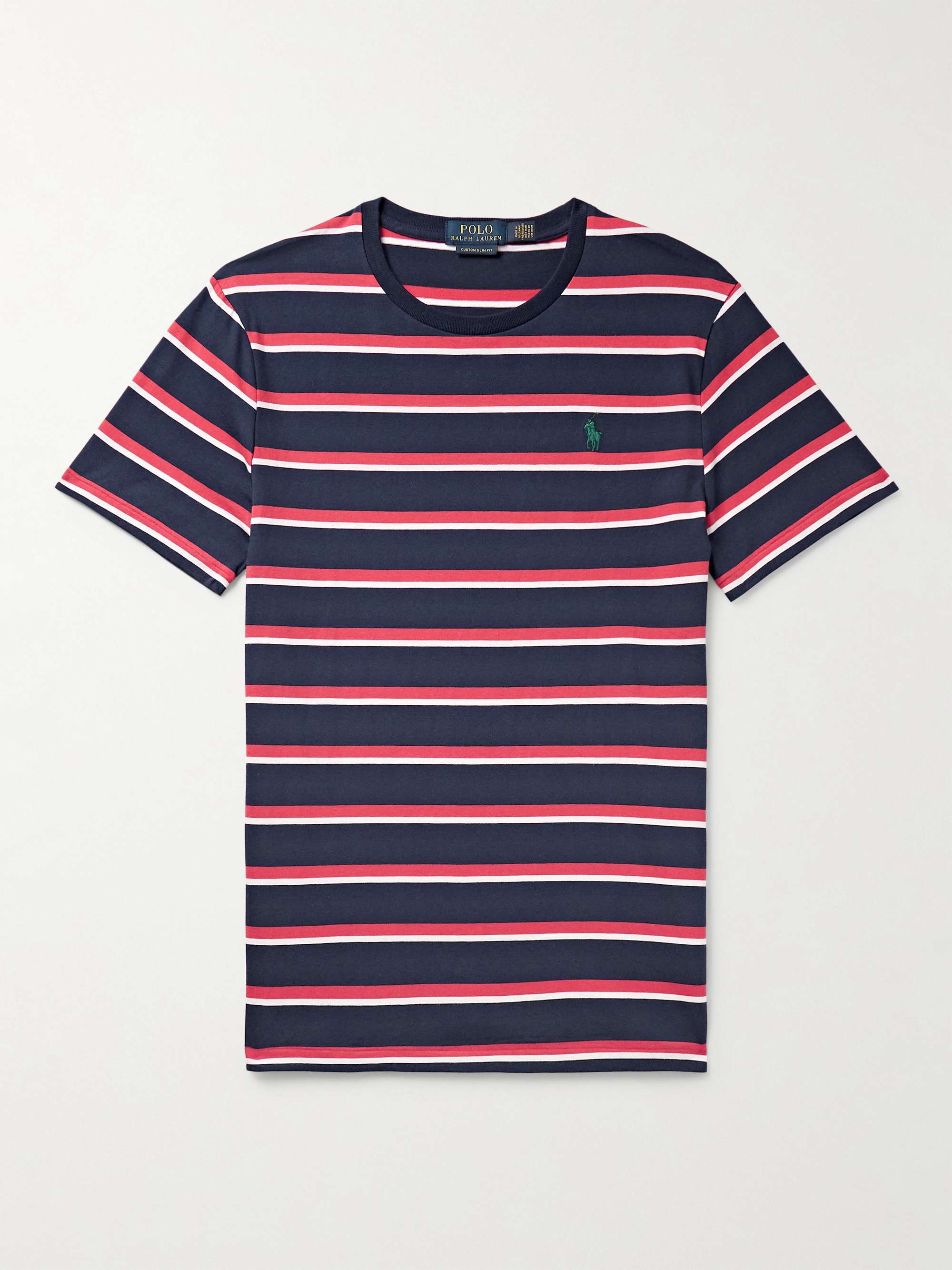 POLO RALPH LAUREN Slim-Fit Logo-Embroidered Striped Cotton-Jersey T-Shirt  for Men | MR PORTER