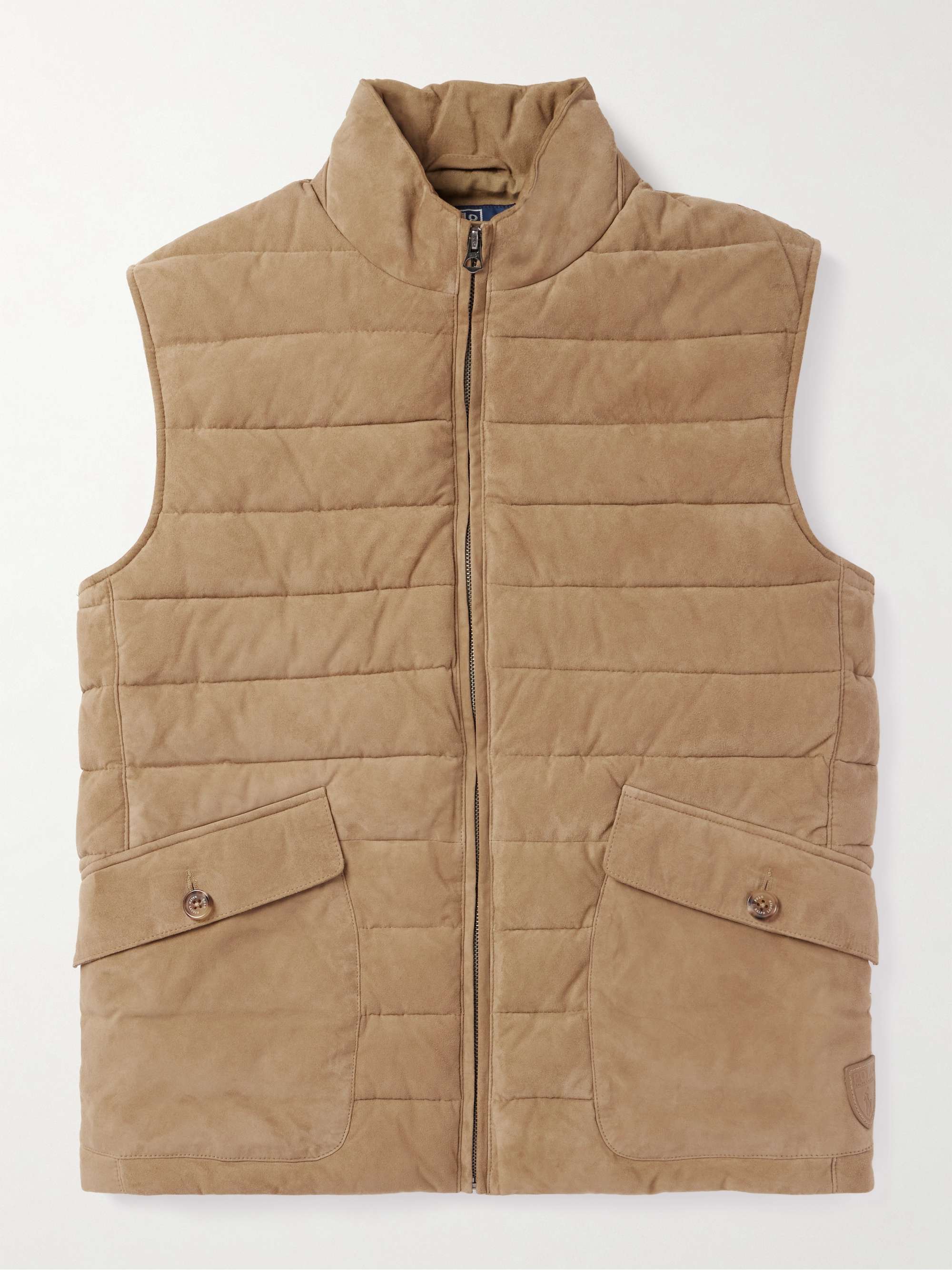 POLO RALPH LAUREN Padded Quilted Suede Gilet for Men | MR PORTER