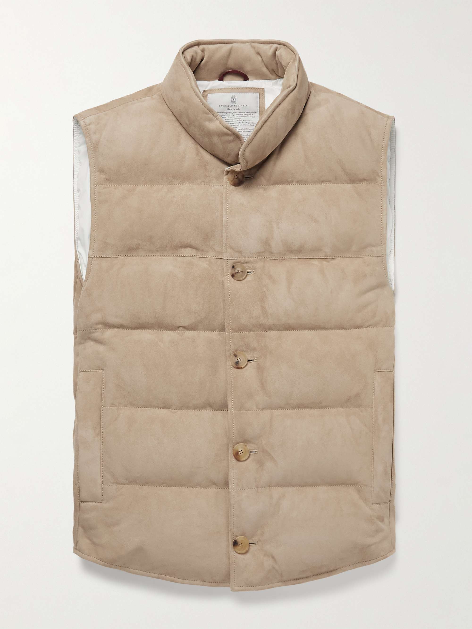 BRUNELLO CUCINELLI Padded Quilted Suede Down Gilet | MR PORTER