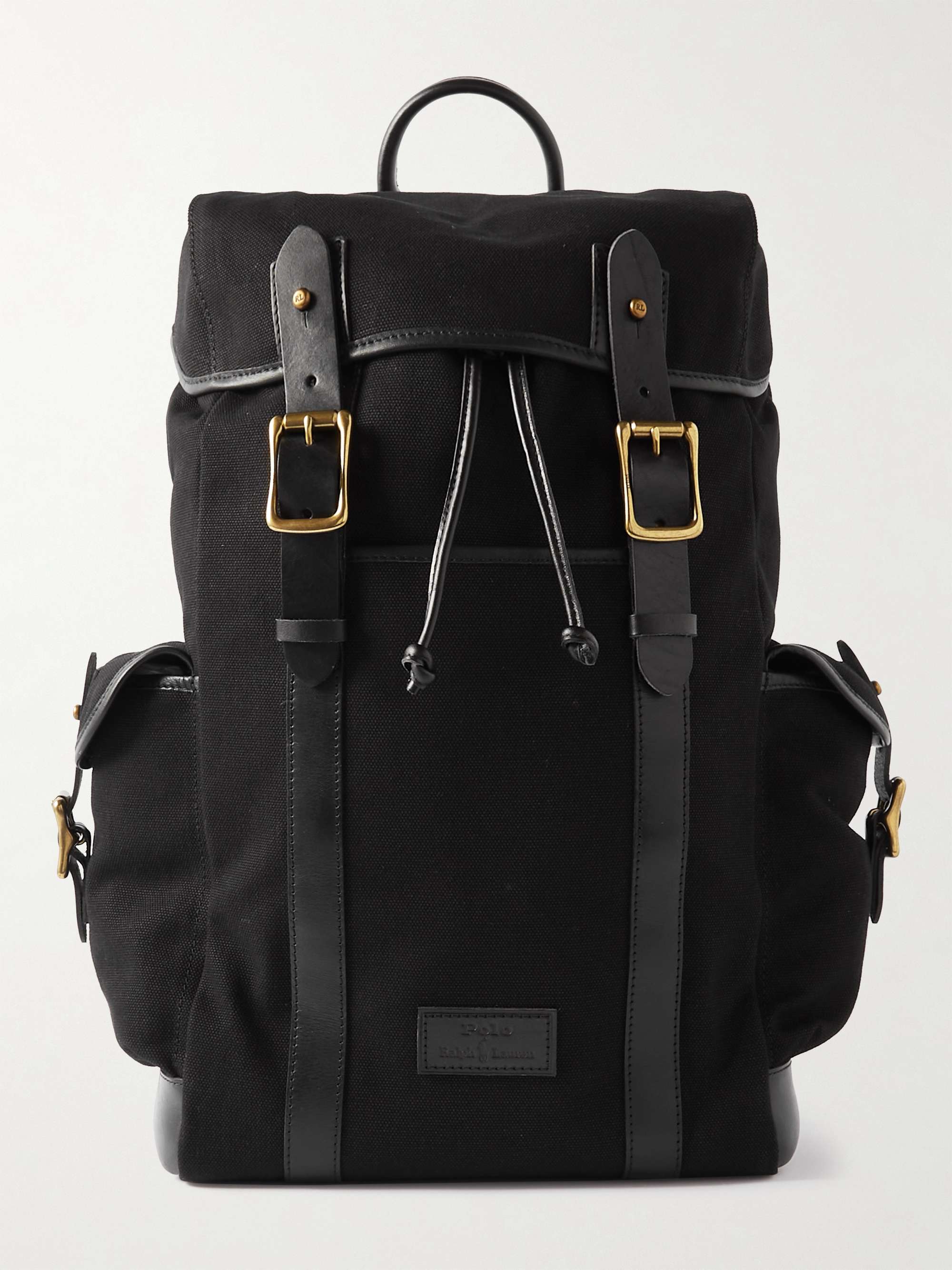 POLO RALPH LAUREN Logo-Appliquéd Leather-Trimmed Canvas Backpack for Men |  MR PORTER