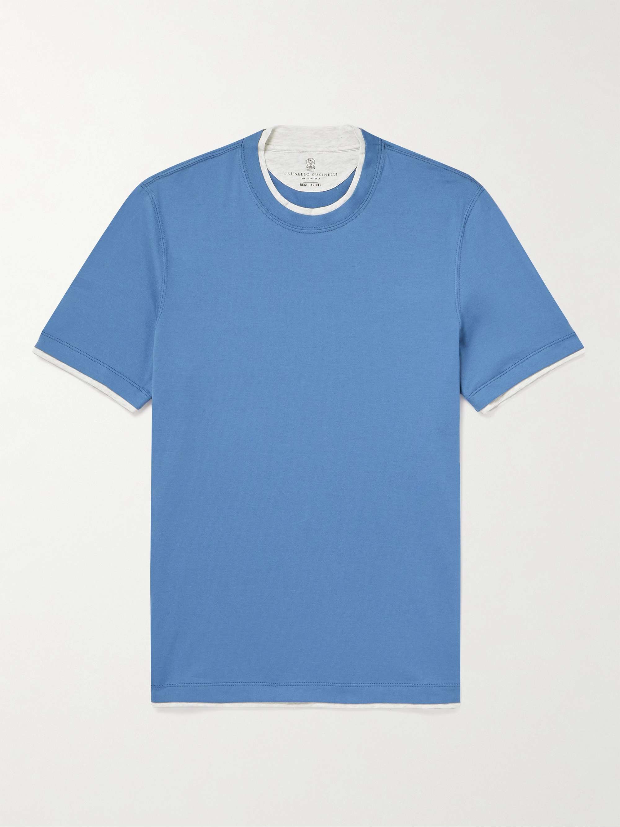 BRUNELLO CUCINELLI Layered Logo-Embroidered Cotton-Jersey T-Shirt for Men |  MR PORTER
