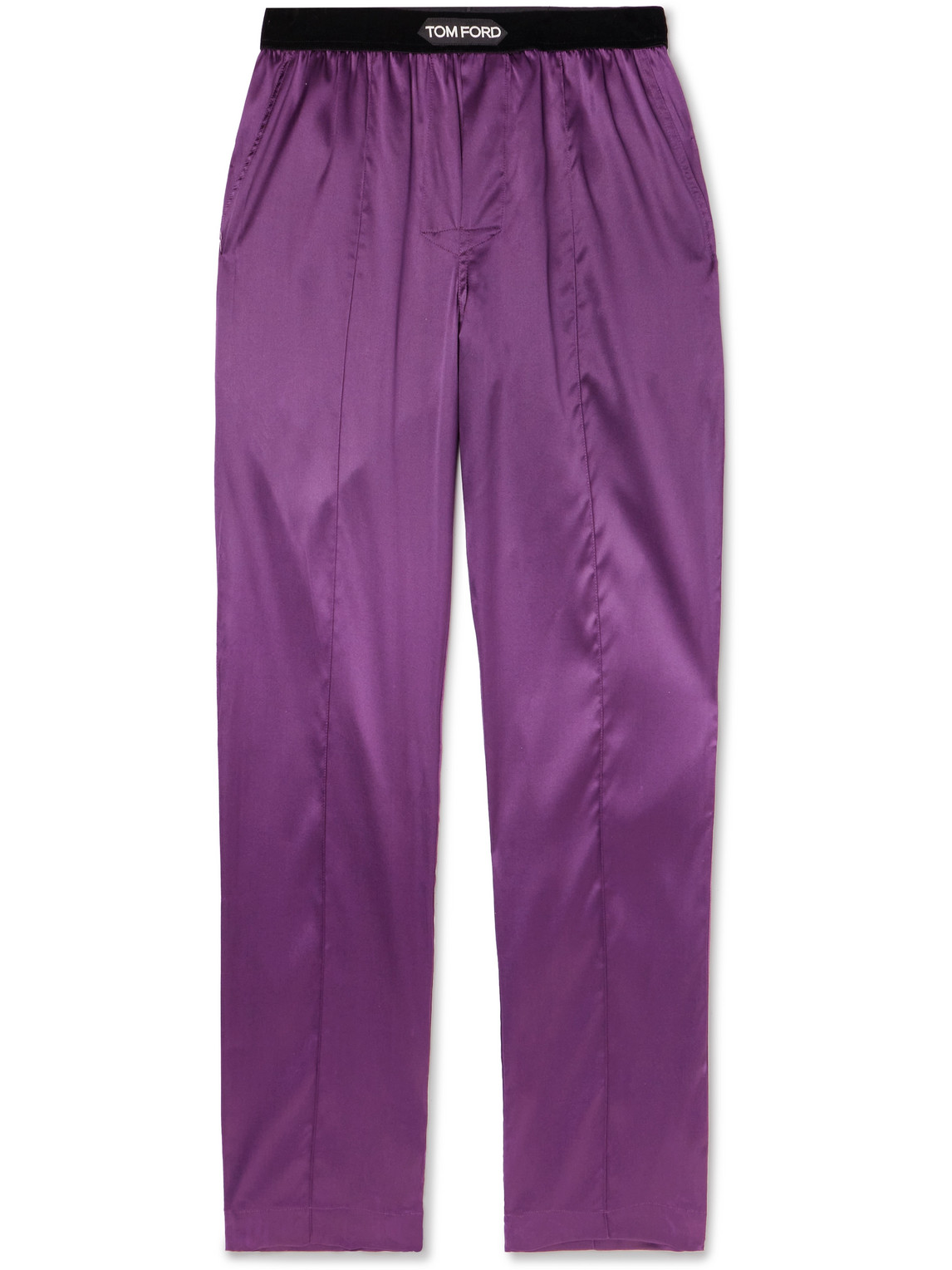 Tom Ford Velvet Trimmed Stretch Silk Satin Pyjama Trousers Men