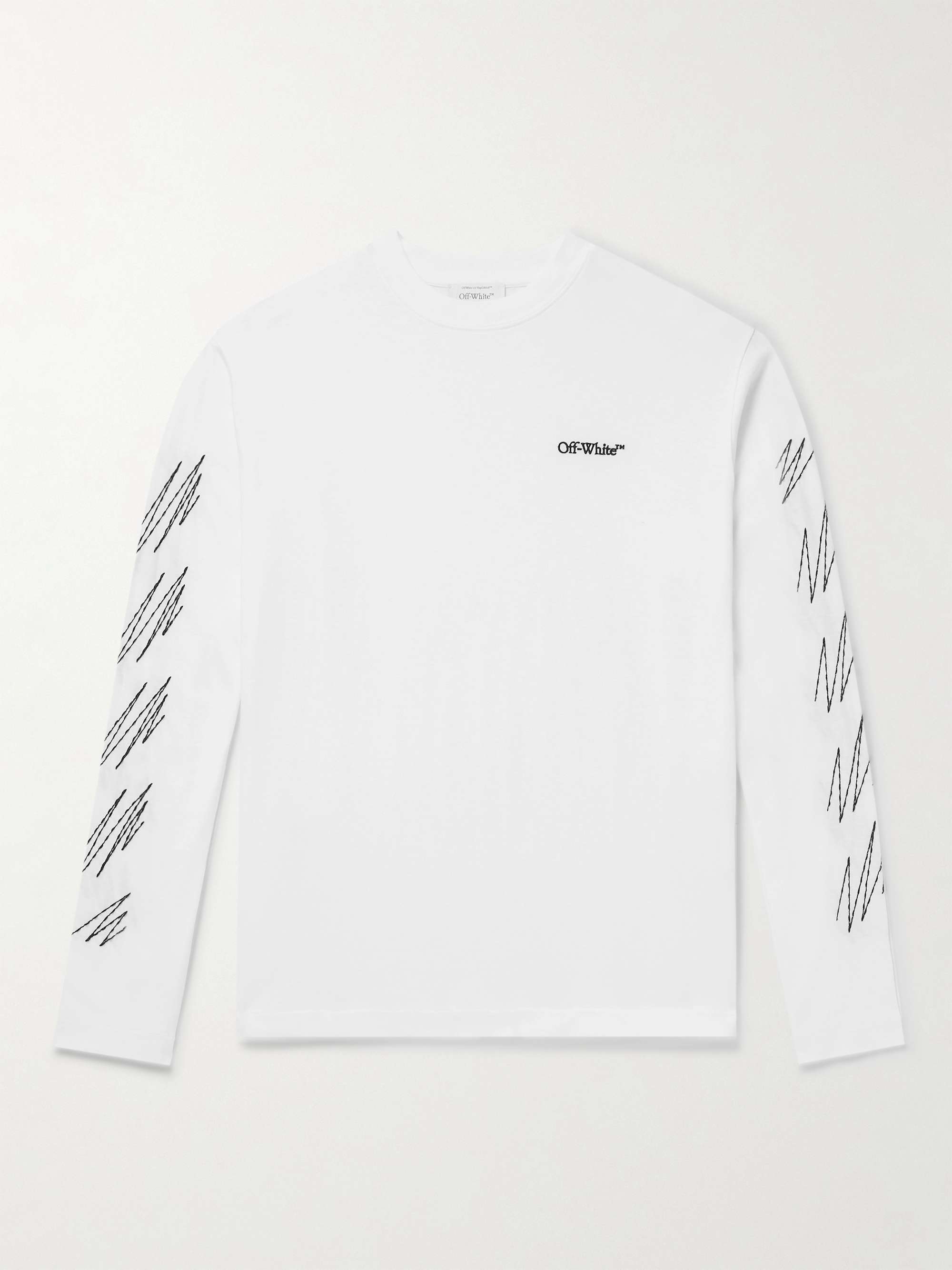 Off-White logo-embroidered Cotton T-shirt - Farfetch