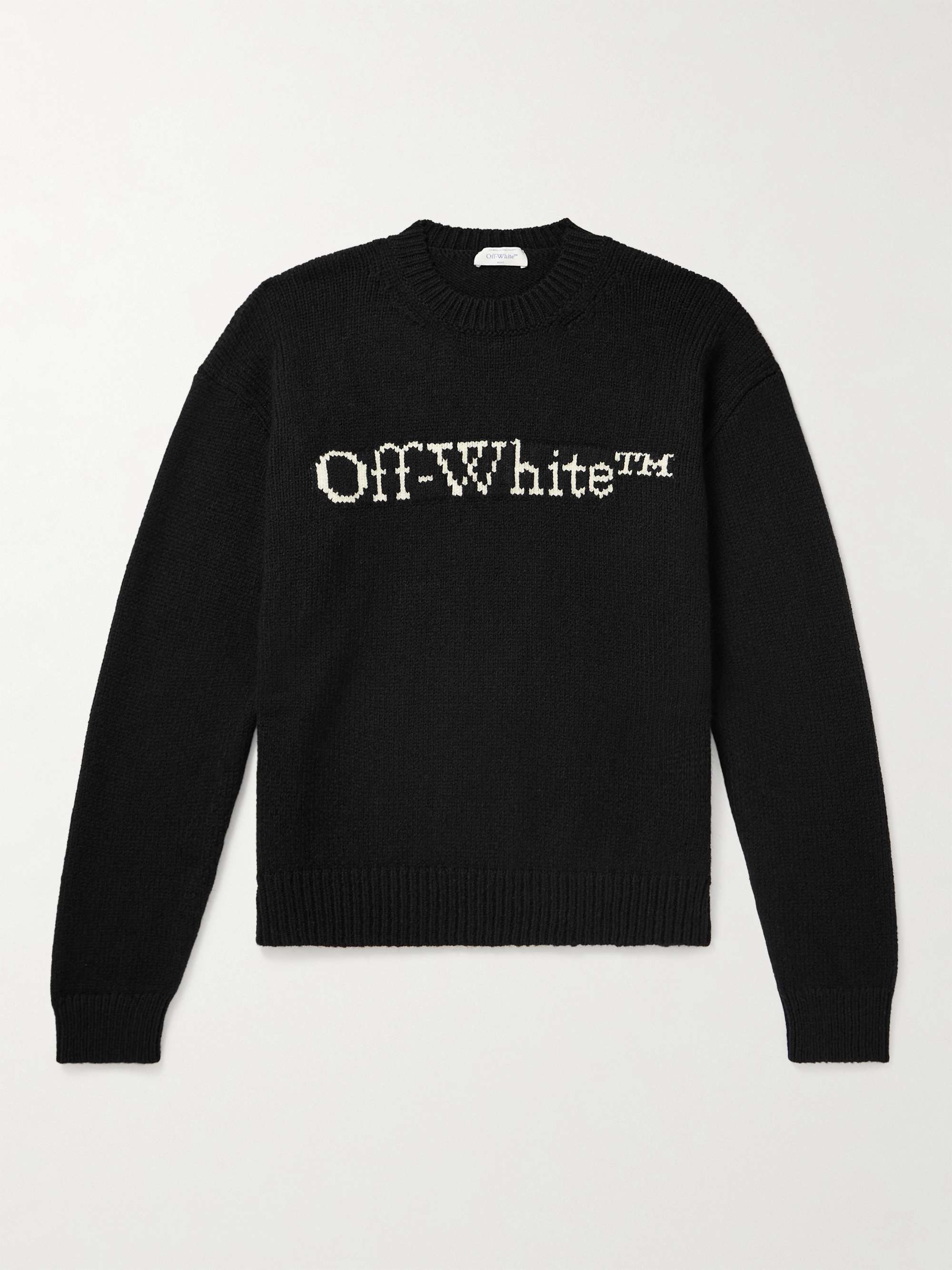 OFF-WHITE Big Bookish Logo-Jacquard Wool-Blend Sweater for Men | MR PORTER