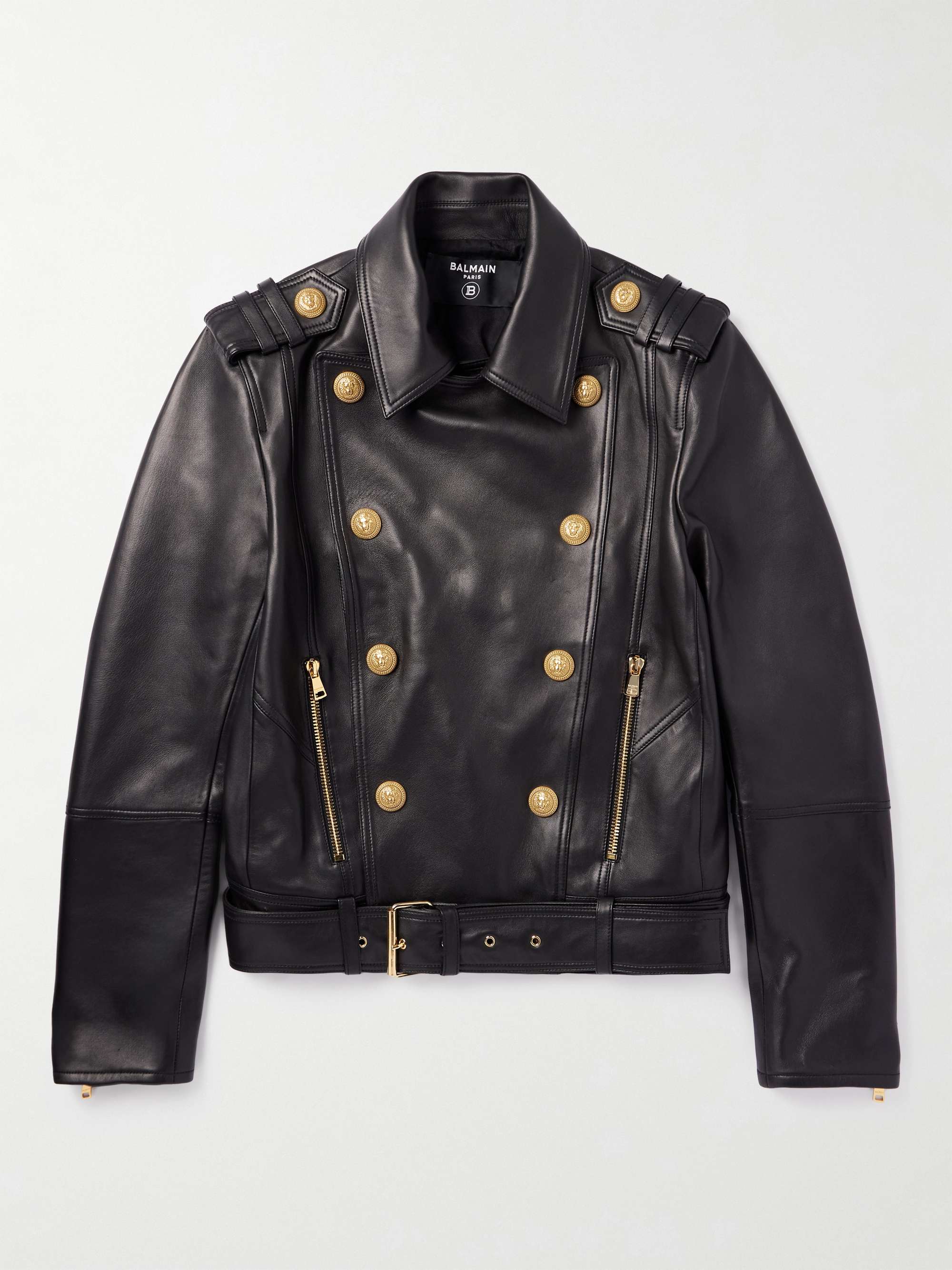 BALMAIN Double-Breasted Leather Biker Jacket for Men | MR PORTER