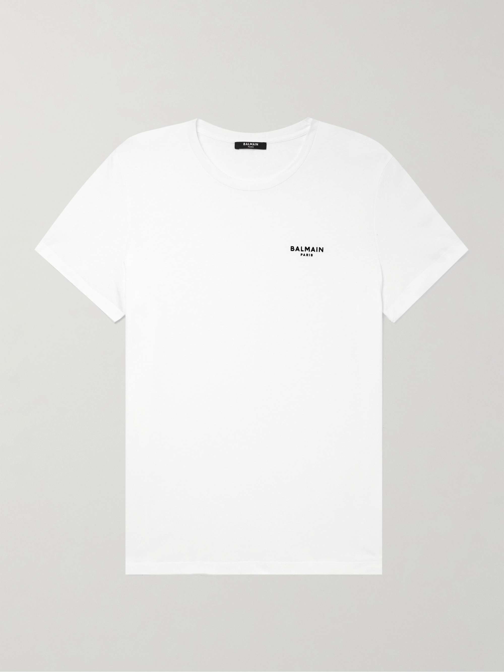 BALMAIN Logo-Flocked Cotton-Jersey T-Shirt for Men | MR PORTER