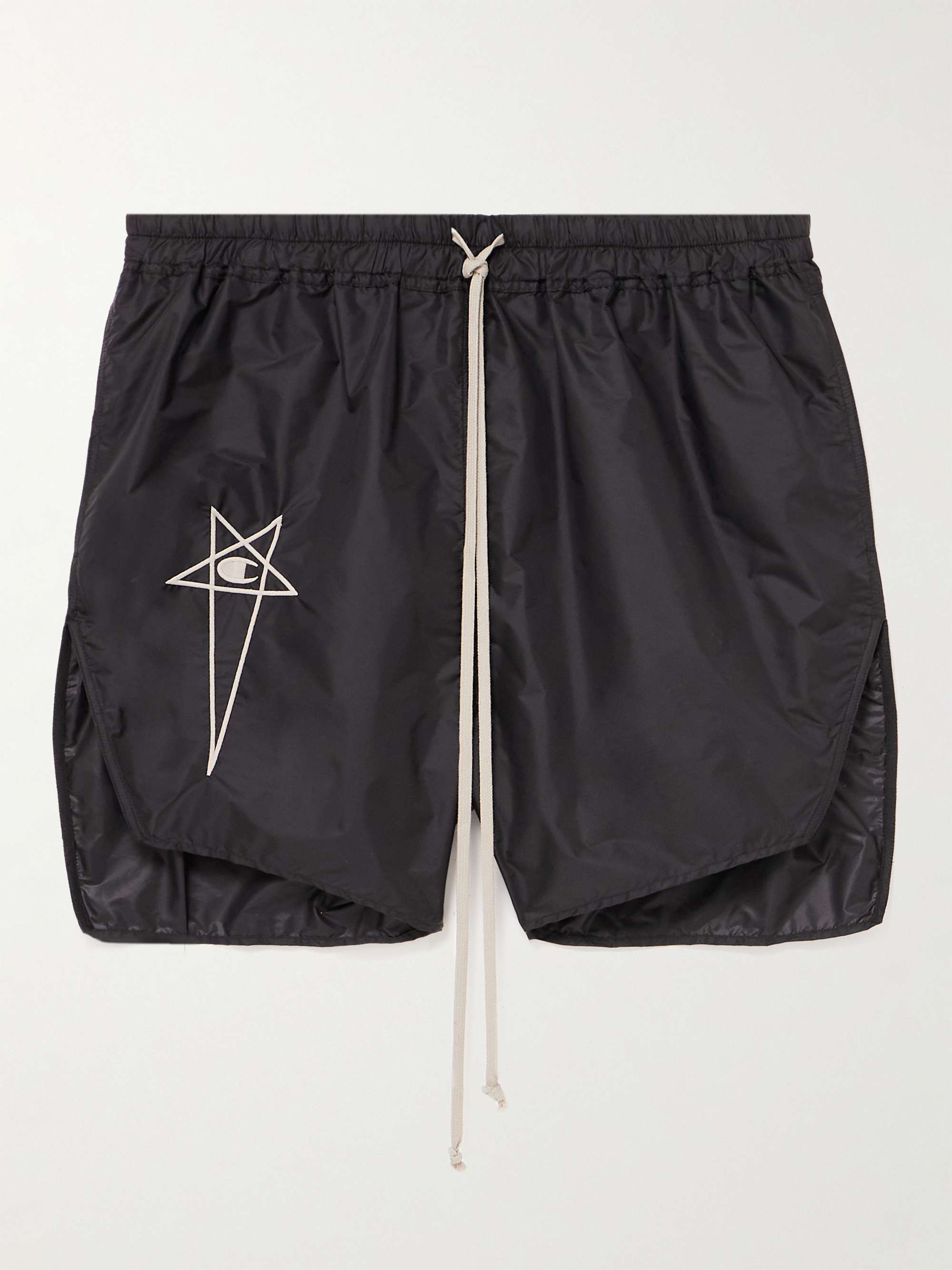 RICK OWENS + Champion Dolphin Straight-Leg Embroidered Recycled-Shell  Shorts for Men | MR PORTER