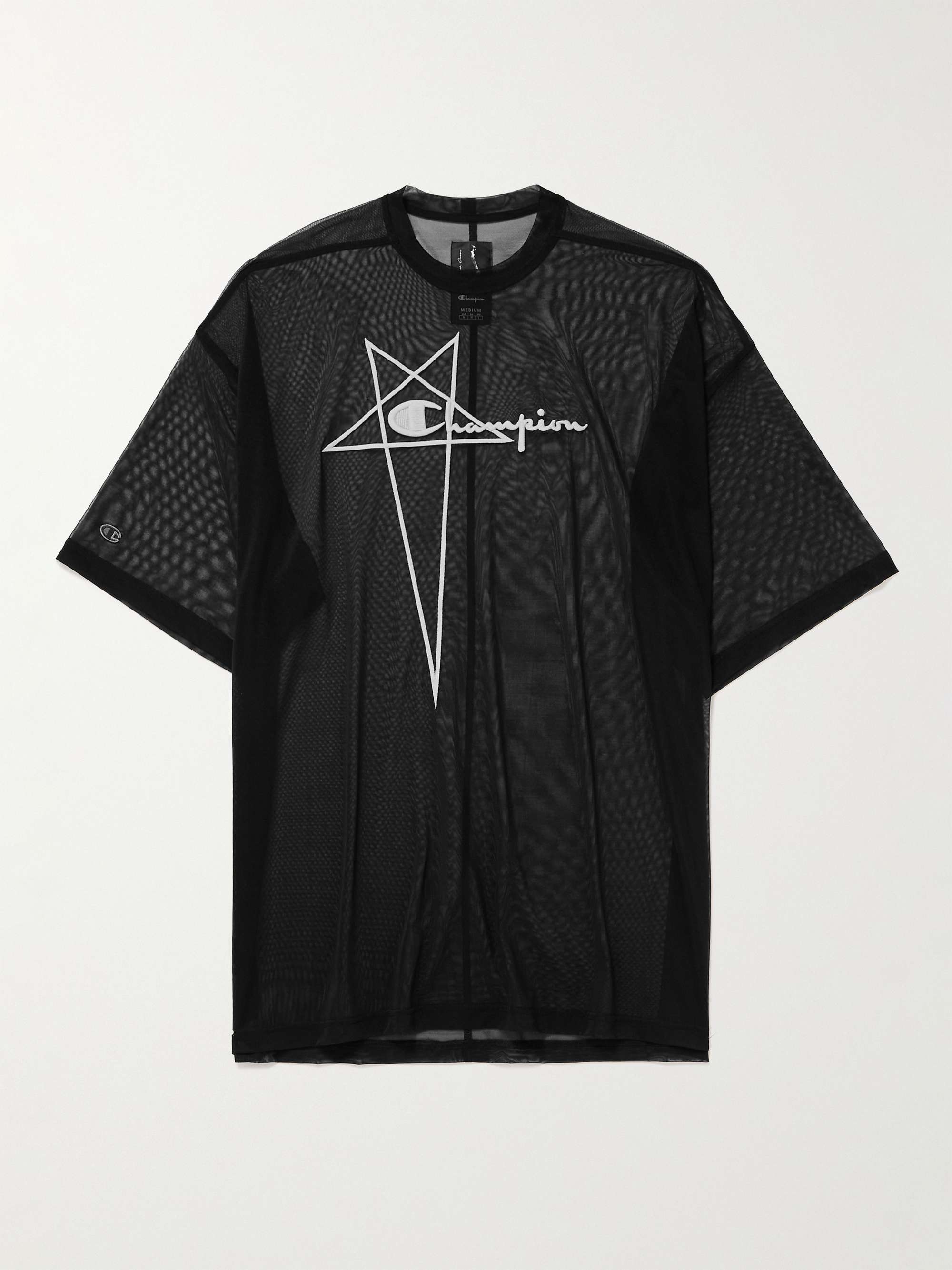 RICK OWENS + Champion Tommy Oversized Embroidered Recycled-Mesh T-Shirt for  Men | MR PORTER