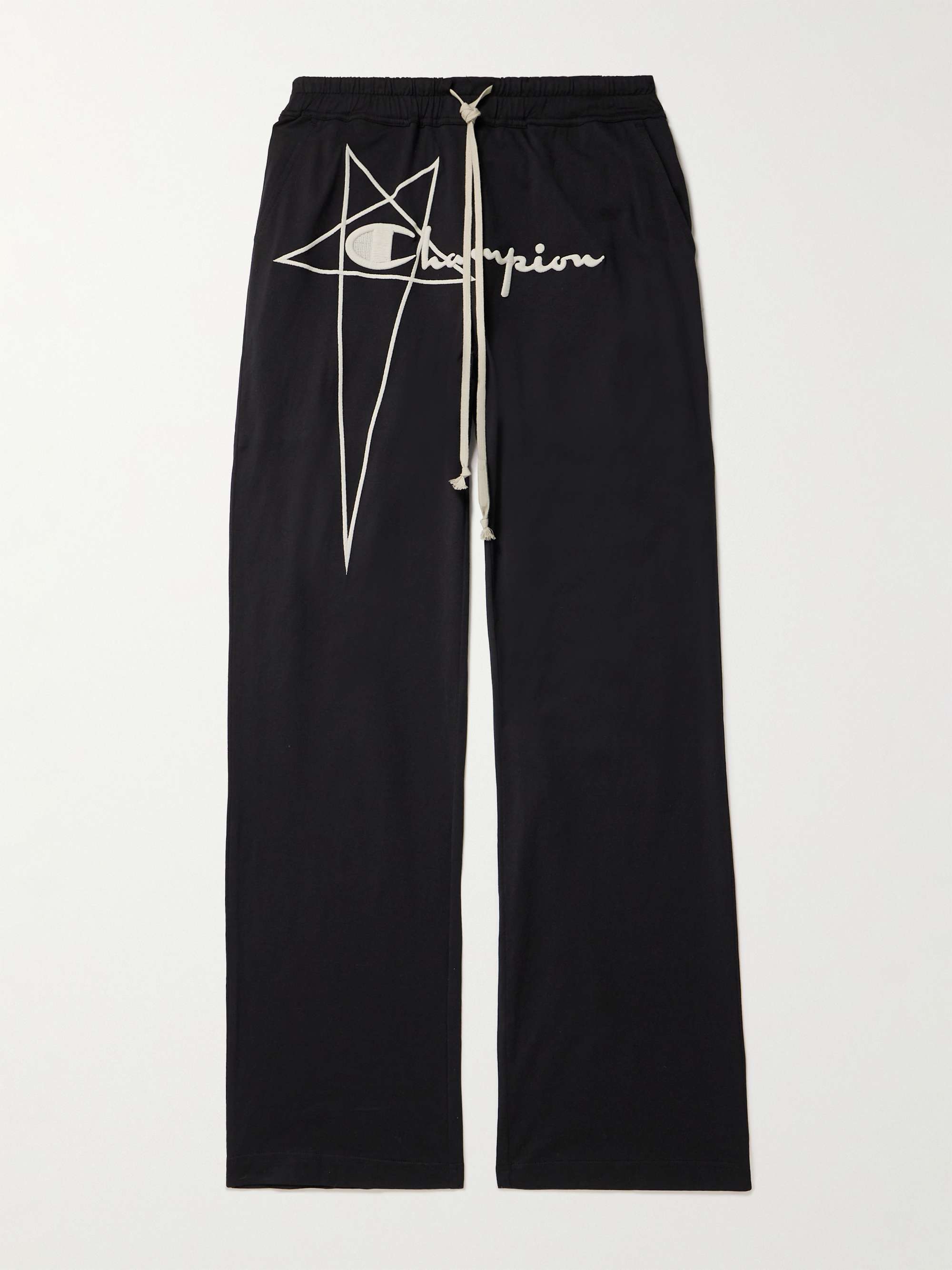 RICK OWENS + Champion Dietrich Logo-Embroidered Organic Cotton-Jersey  Sweatpants for Men | MR PORTER