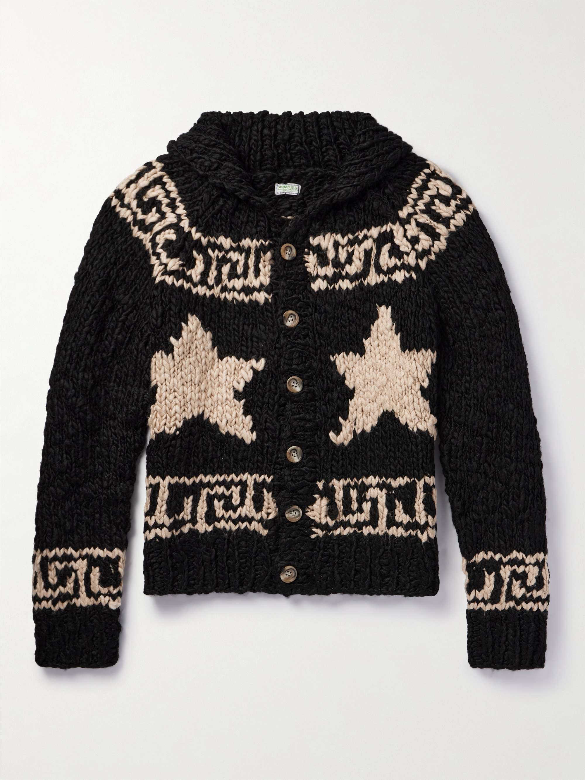 GUESS USA Shawl-Collar Intarsia-Knit Cardigan for Men | MR PORTER