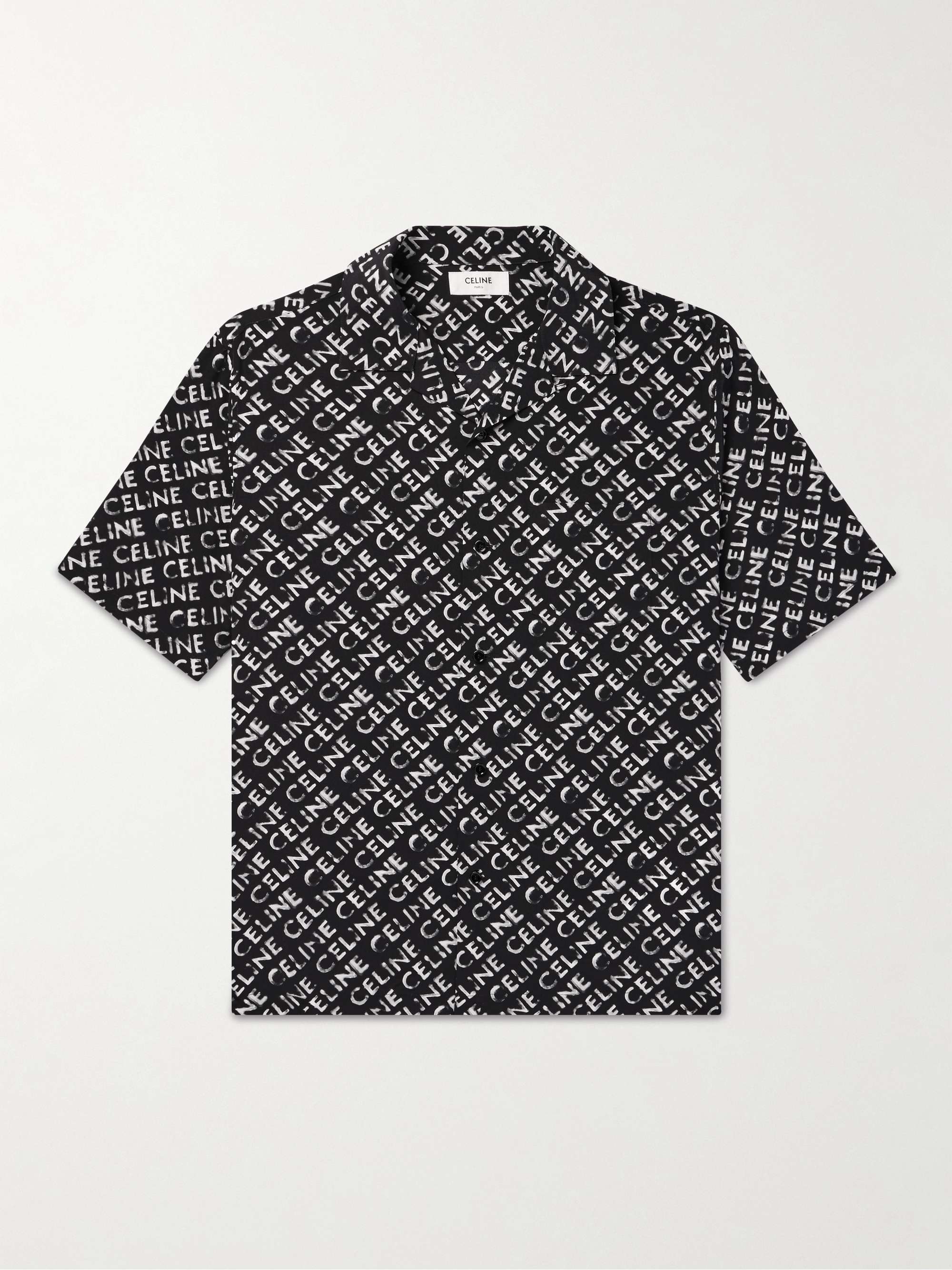CELINE HOMME Convertible-Collar Logo-Print Silk Shirt for Men | MR PORTER