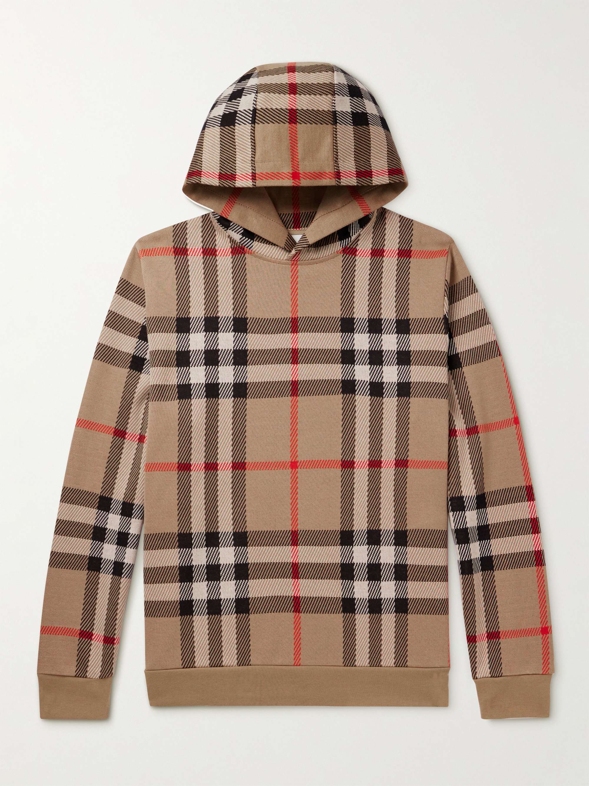 BURBERRY Checked Cotton-Jacquard Hoodie for Men | MR PORTER