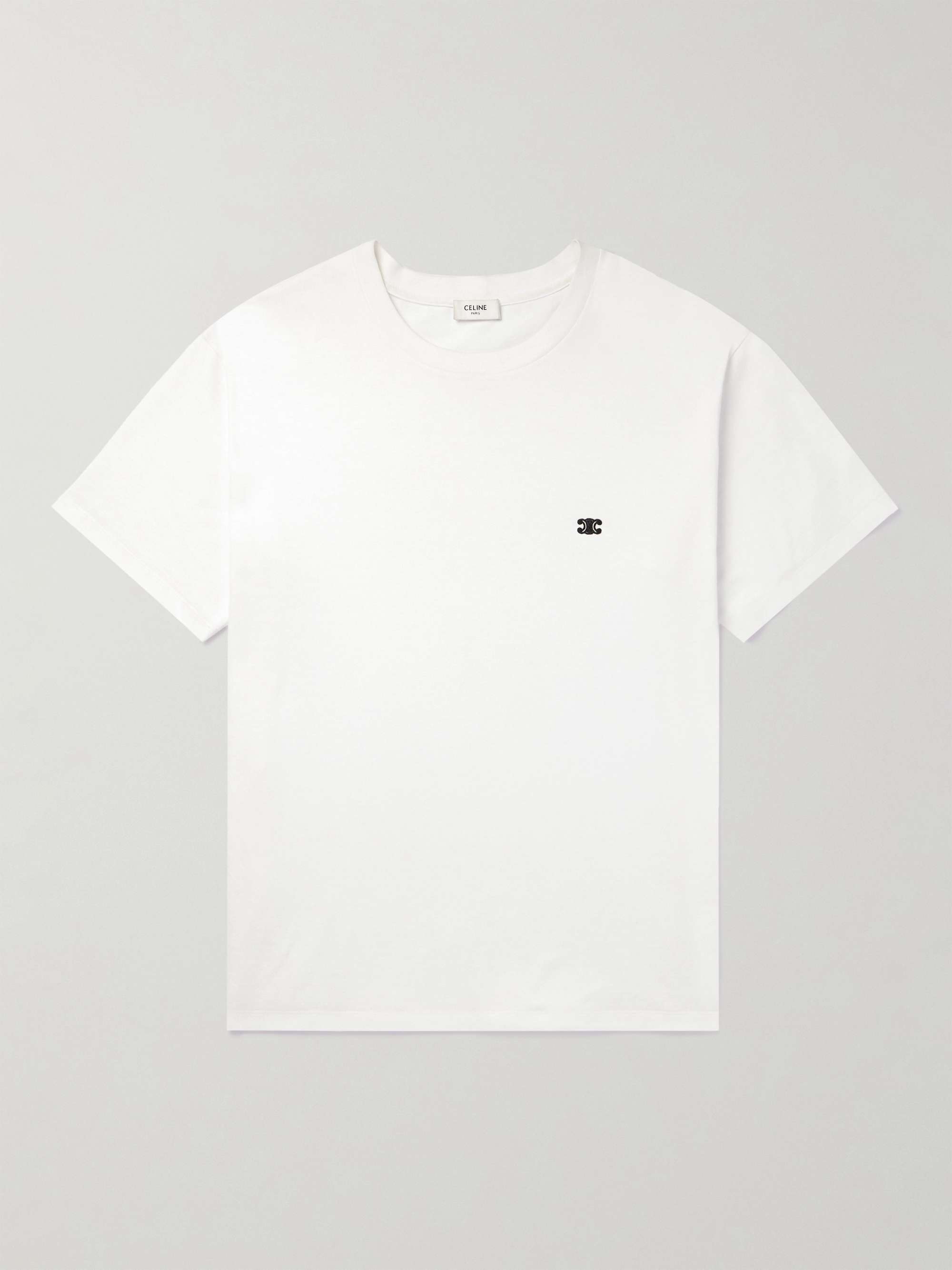 CELINE HOMME Logo-Embroidered Cotton-Jersey T-shirt for Men | MR PORTER