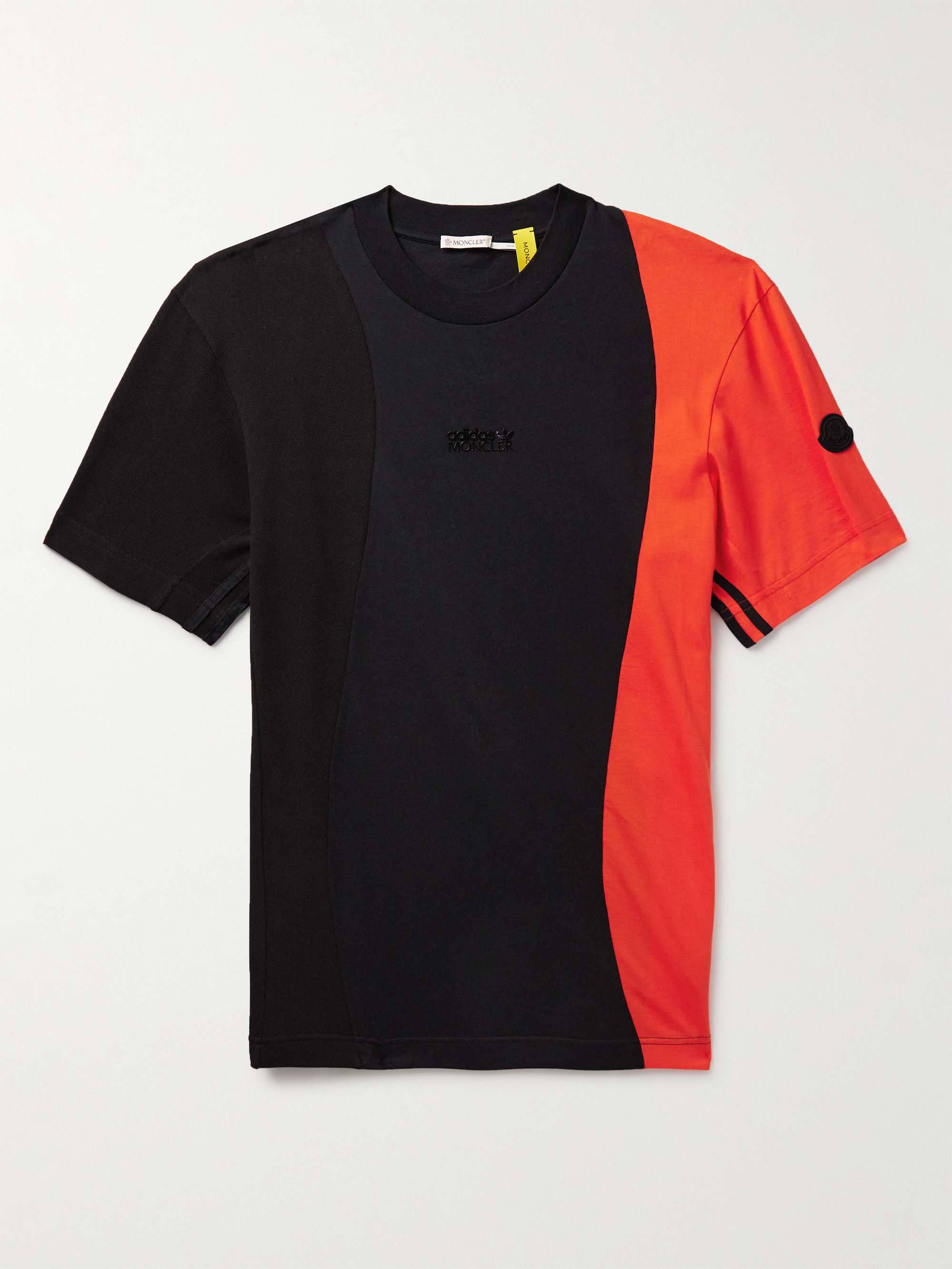 MONCLER GENIUS + adidas Originals Logo-Appliquéd Panelled Cotton-Piqué and  Jersey T-Shirt for Men | MR PORTER