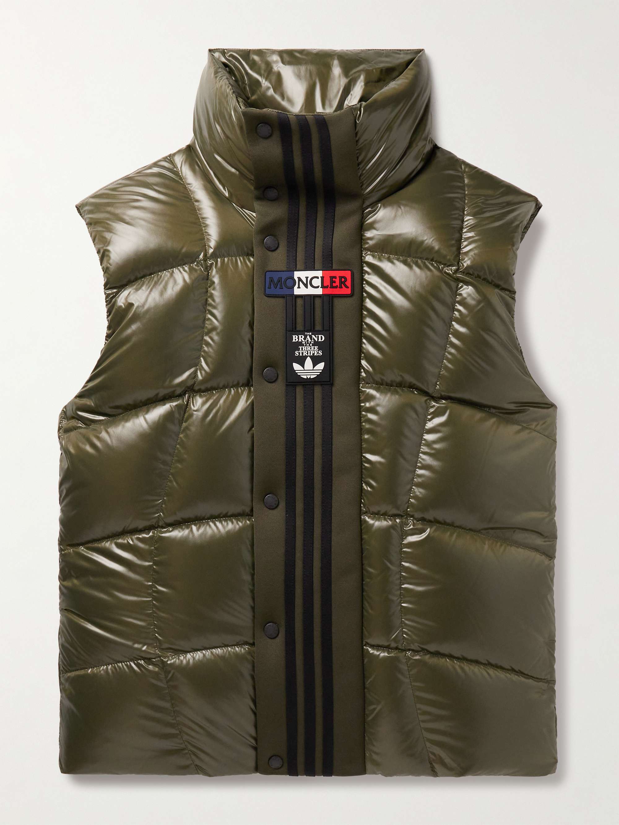 MONCLER GENIUS + adidas Originals Tech Jersey-Trimmed Quilted Glossed-Shell  Down Gilet for Men | MR PORTER