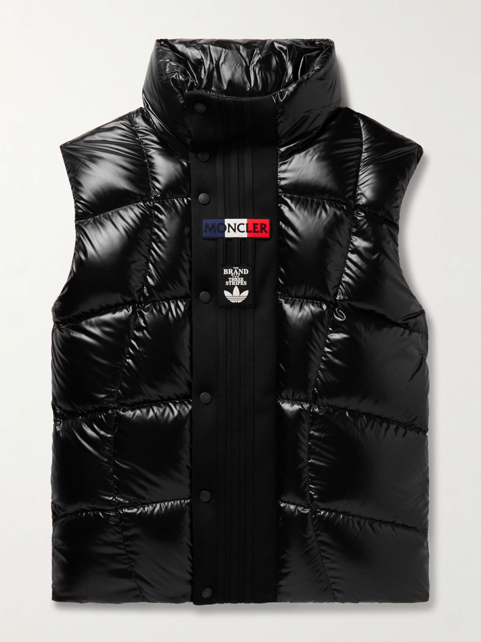 MONCLER GENIUS + adidas Originals Tech Jersey-Trimmed Quilted Glossed-Shell  Down Gilet for Men | MR PORTER