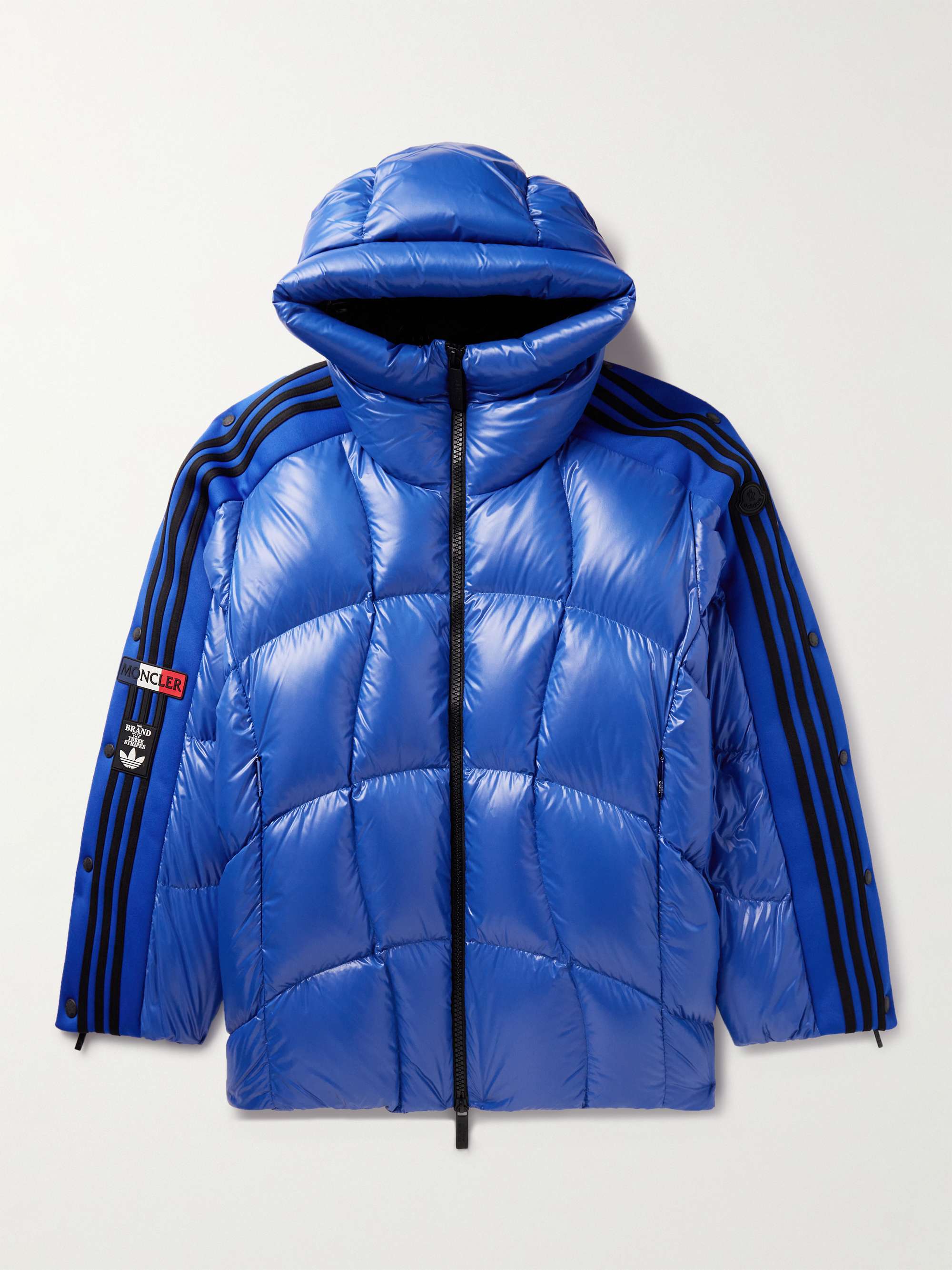 MONCLER GENIUS + adidas Originals Beiser Tech Jersey-Trimmed Quilted  Glossed-Shell Hooded Down Jacket for Men | MR PORTER