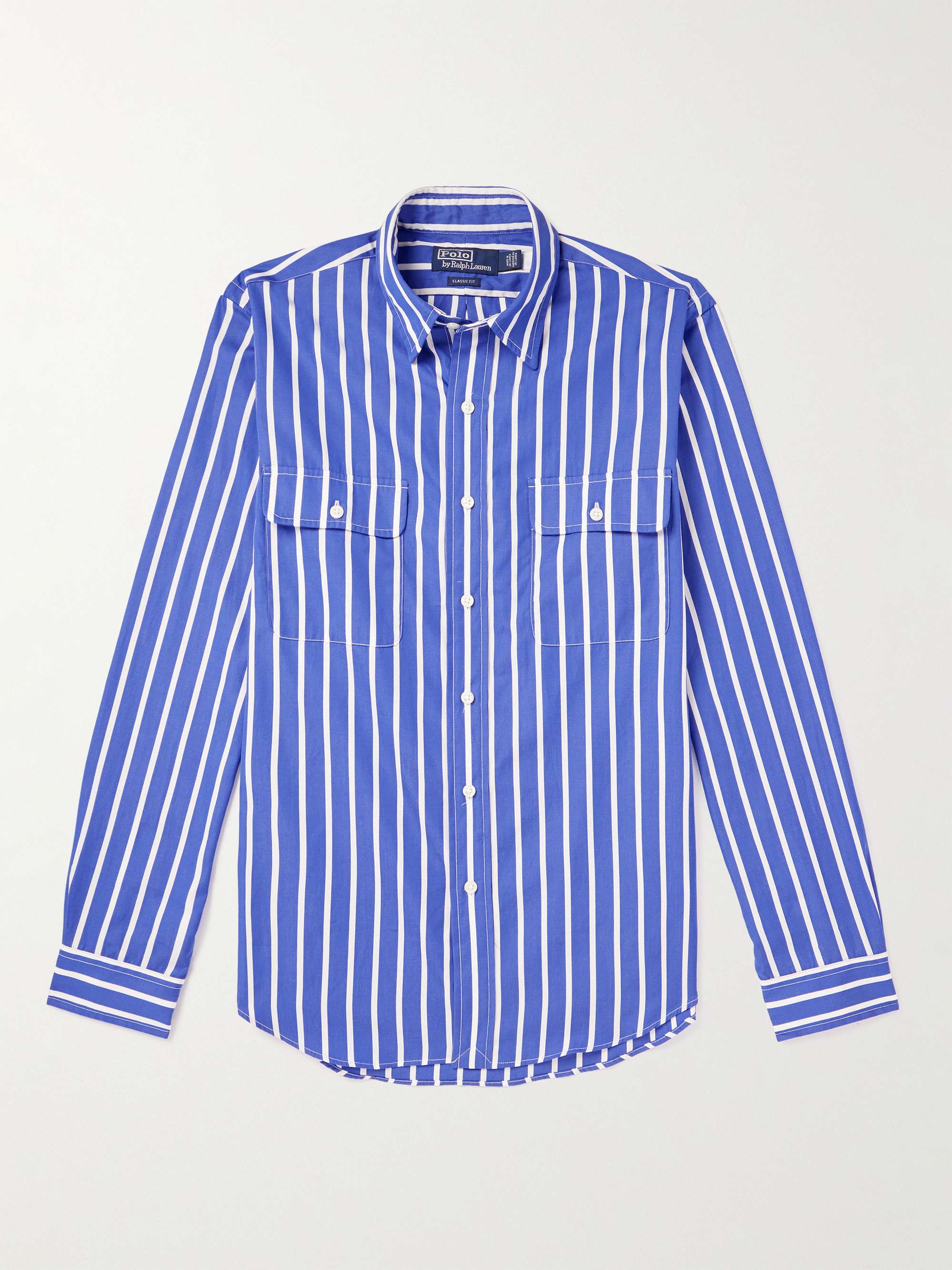 POLO RALPH LAUREN Cutaway-Collar Striped Cotton-Poplin Shirt for Men | MR  PORTER