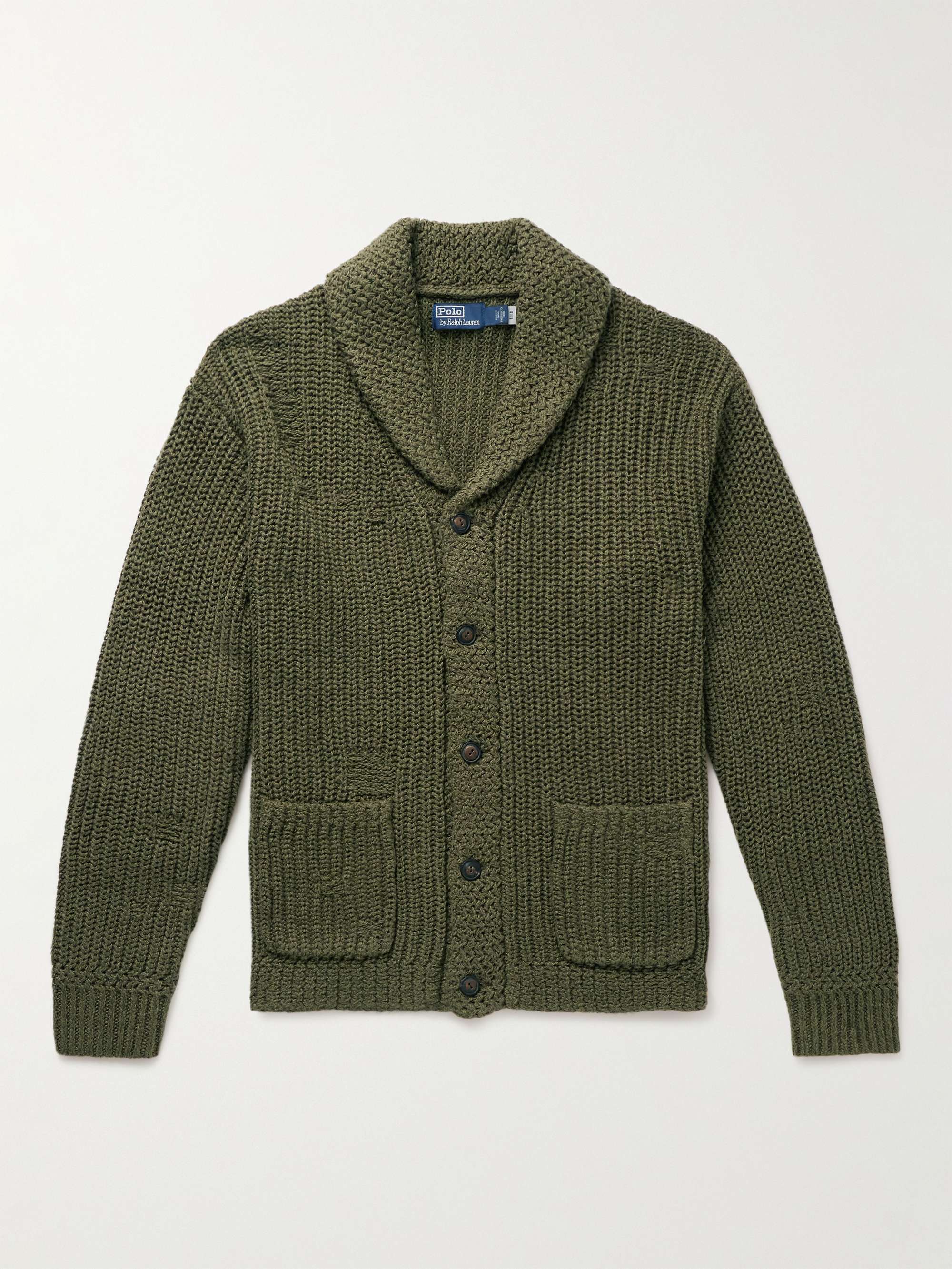 POLO RALPH LAUREN Shawl-Collar Ribbed Distressed Linen and Cotton-Blend  Cardigan for Men | MR PORTER
