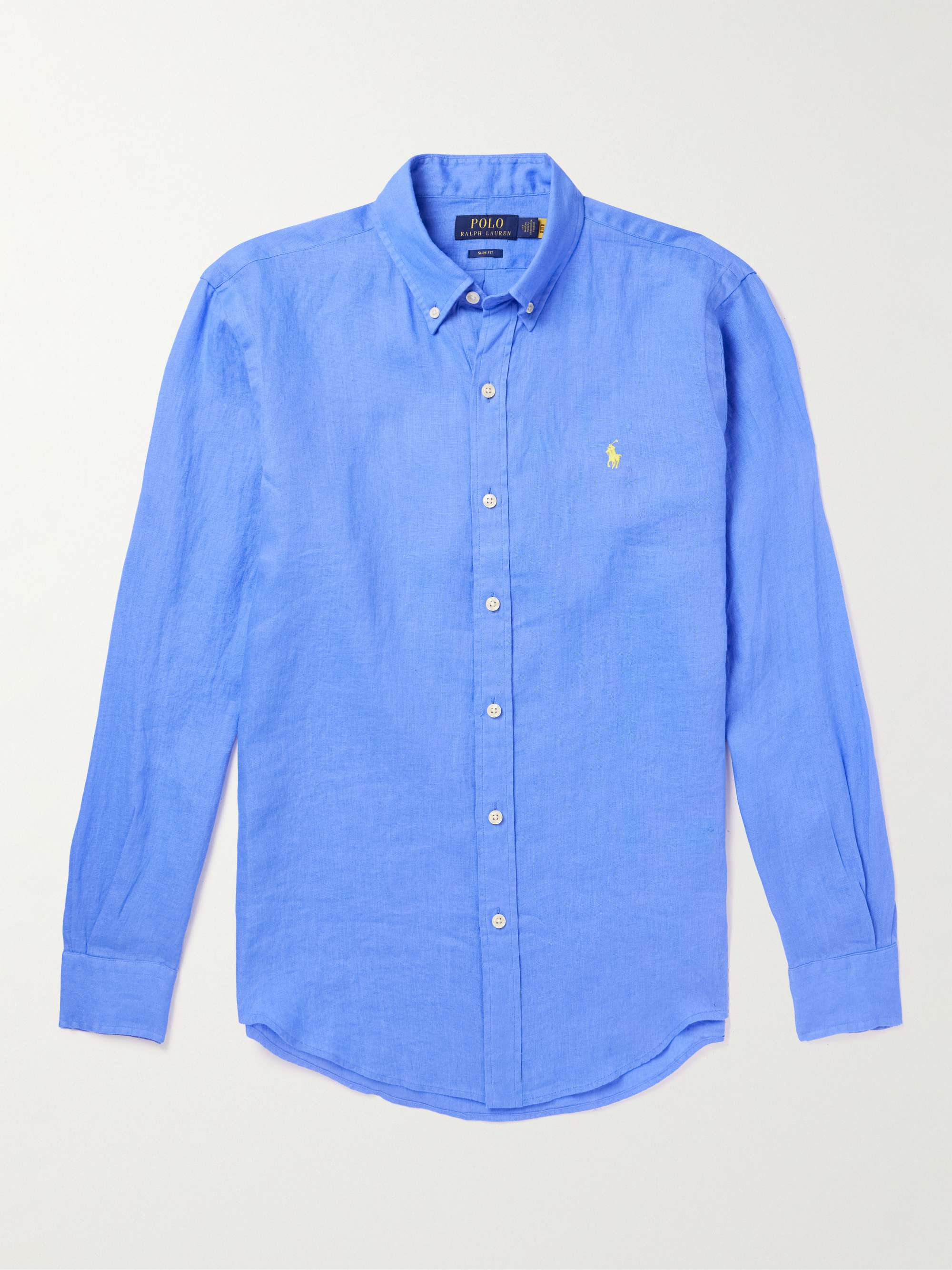 POLO RALPH LAUREN Button-Down Collar Logo-Embroidered Linen Shirt for Men |  MR PORTER