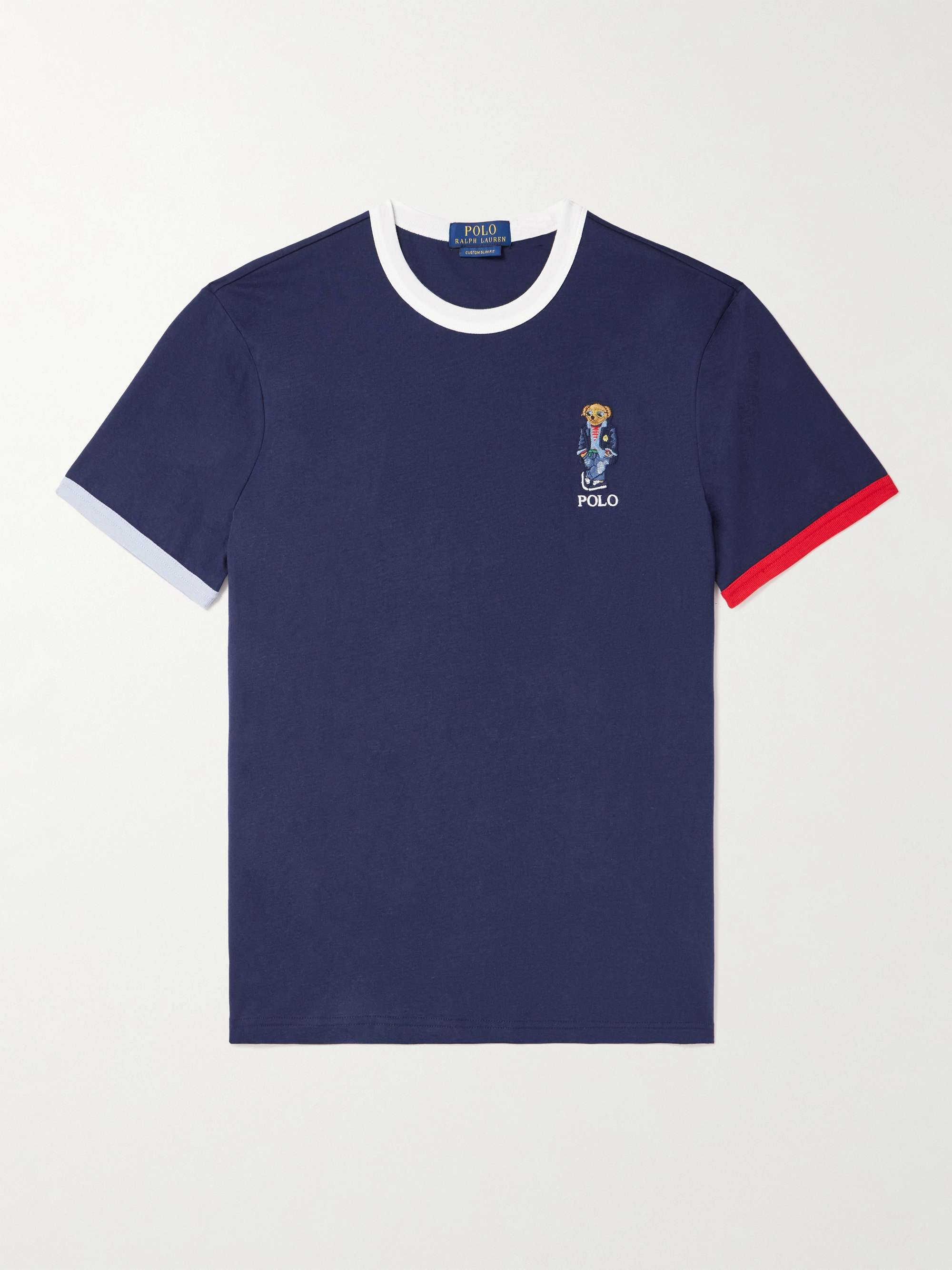 POLO RALPH LAUREN Logo-Embroidered Appliquéd Cotton-Jersey T-Shirt for Men  | MR PORTER
