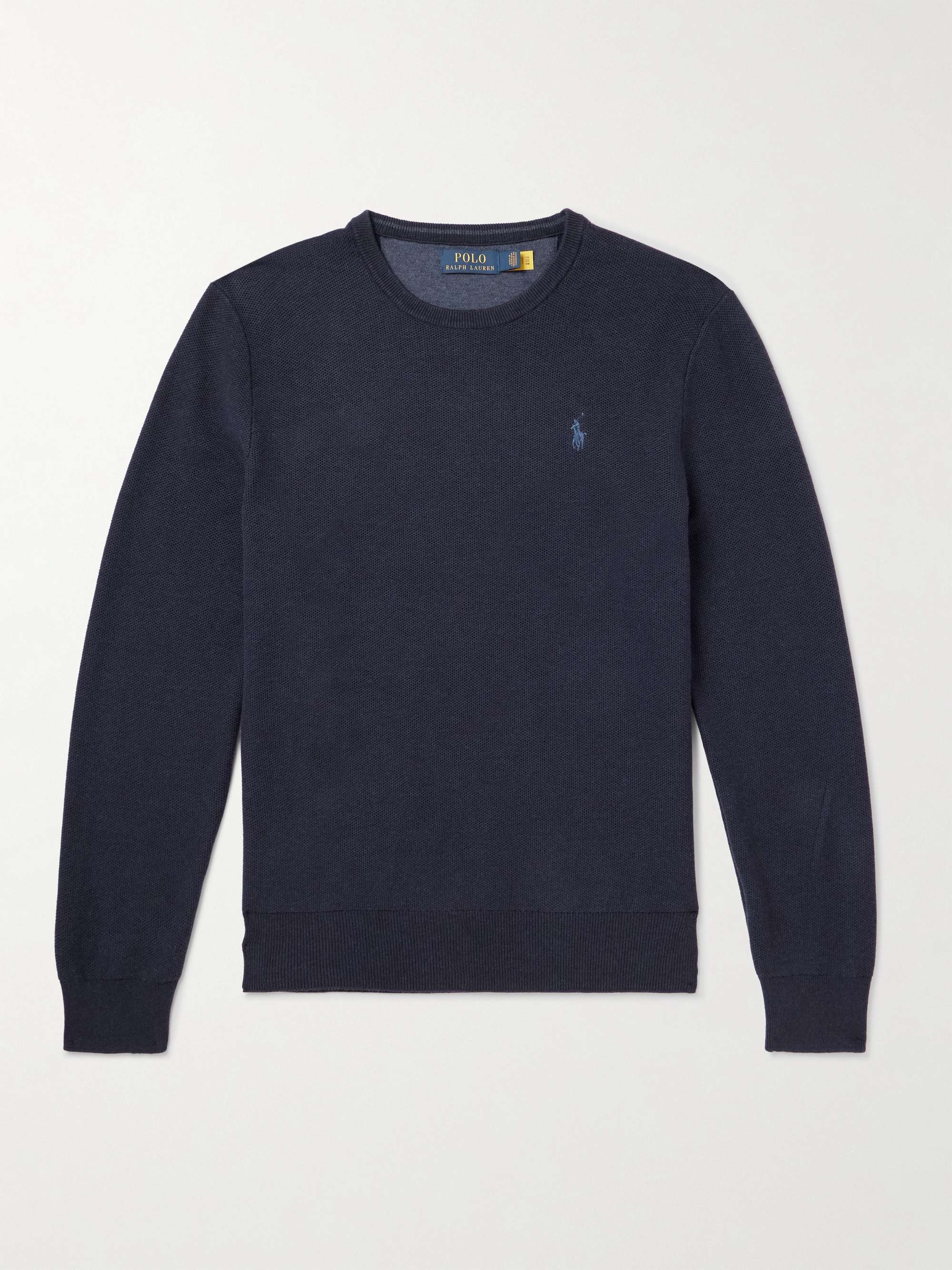 POLO RALPH LAUREN Logo-Embroidered Textured-Cotton Sweater for Men | MR  PORTER