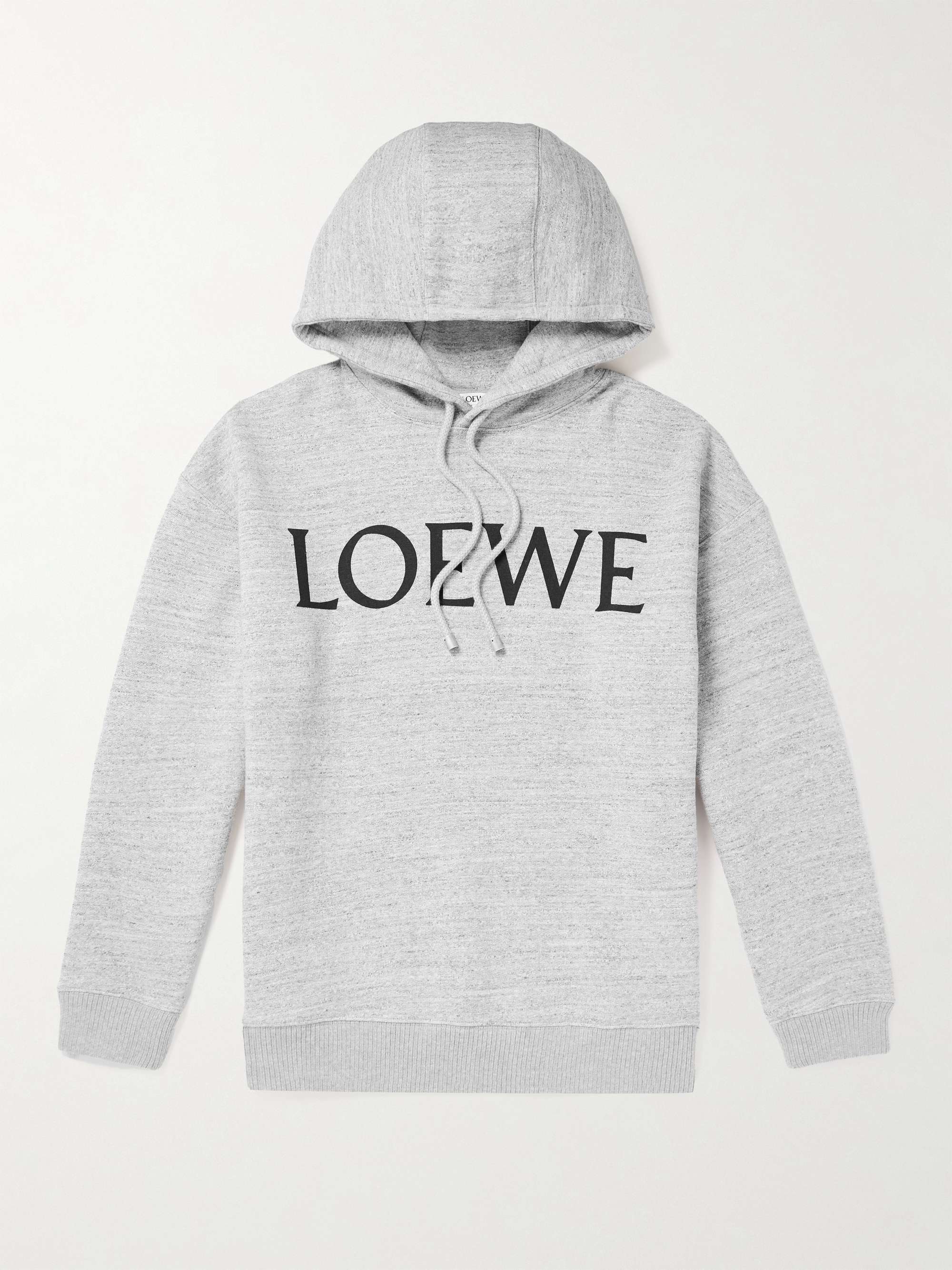 Logo Print Cotton Blend Hoodie in White - Loewe