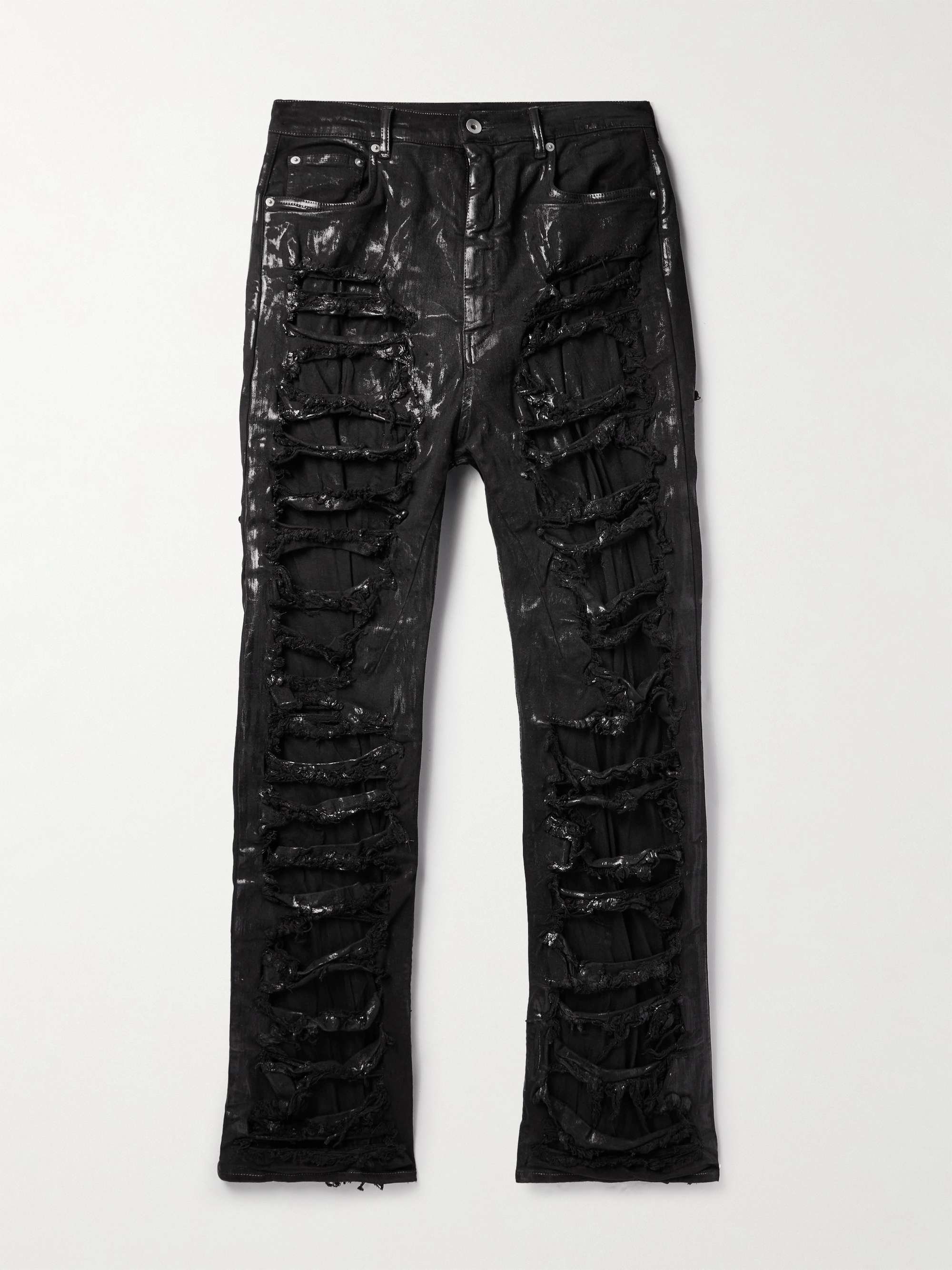 DRKSHDW BY RICK OWENS Geth Slim-Fit Straight-Leg Distressed Metallic Jeans  for Men | MR PORTER