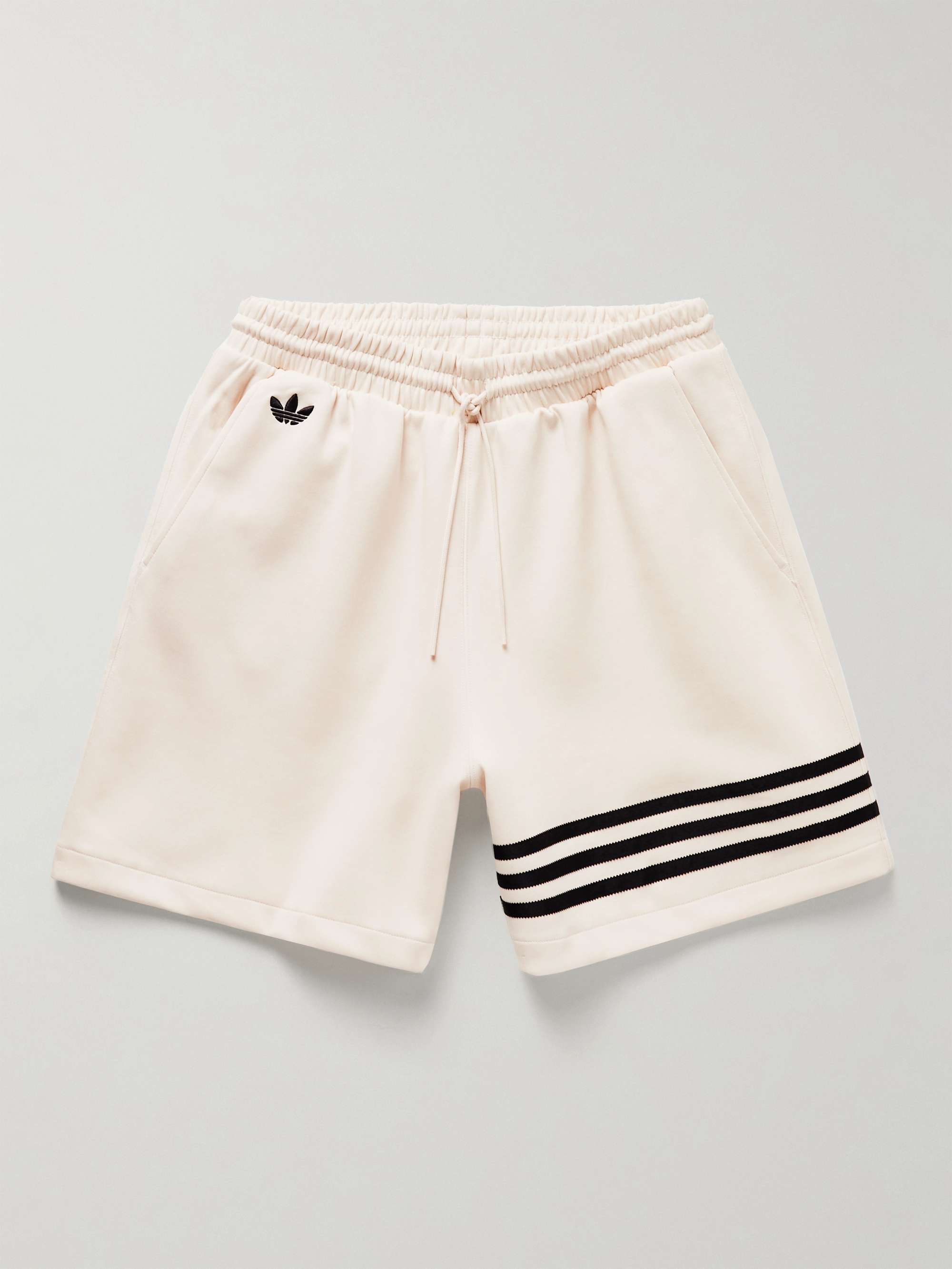 ADIDAS ORIGINALS Straight-Leg Striped Cotton-Blend Jersey Drawstring Shorts  for Men | MR PORTER