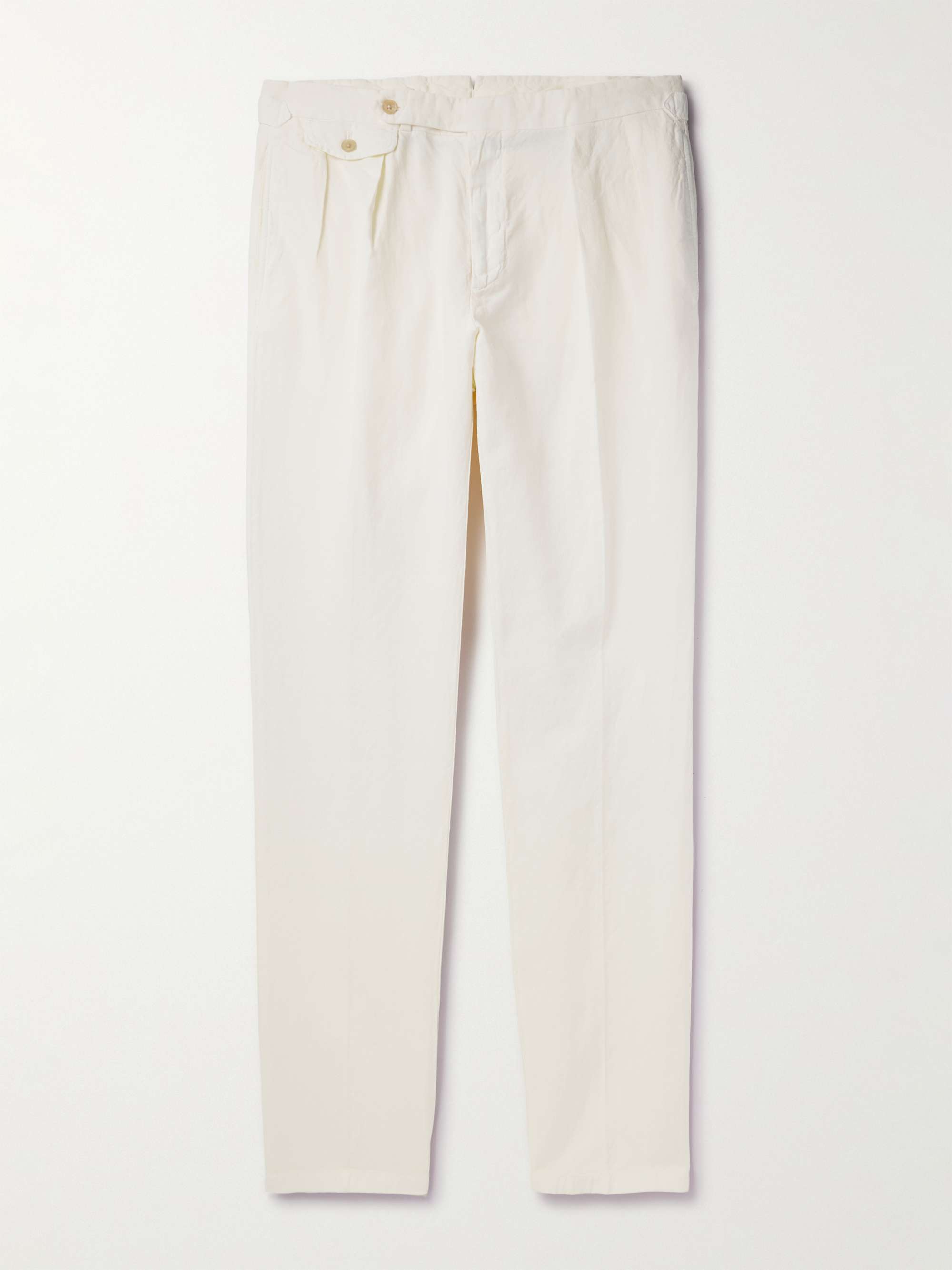 POLO RALPH LAUREN Slim-Fit Straight-Leg Pleated Cotton and Linen-Blend Suit  Trousers for Men | MR PORTER