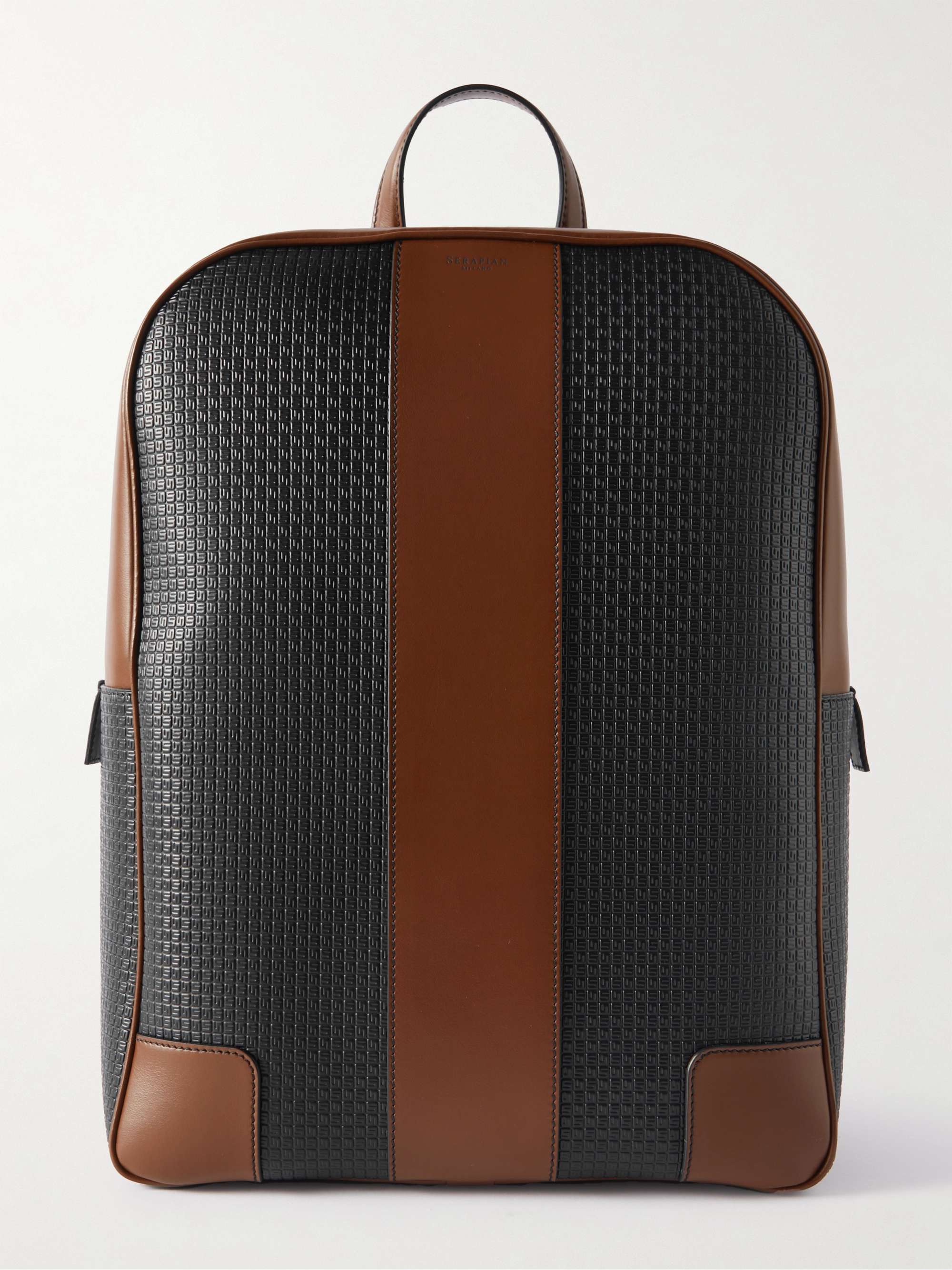 SERAPIAN Stepan 72 Leather-Trimmed Logo-Embossed Coated-Canvas Backpack for  Men | MR PORTER