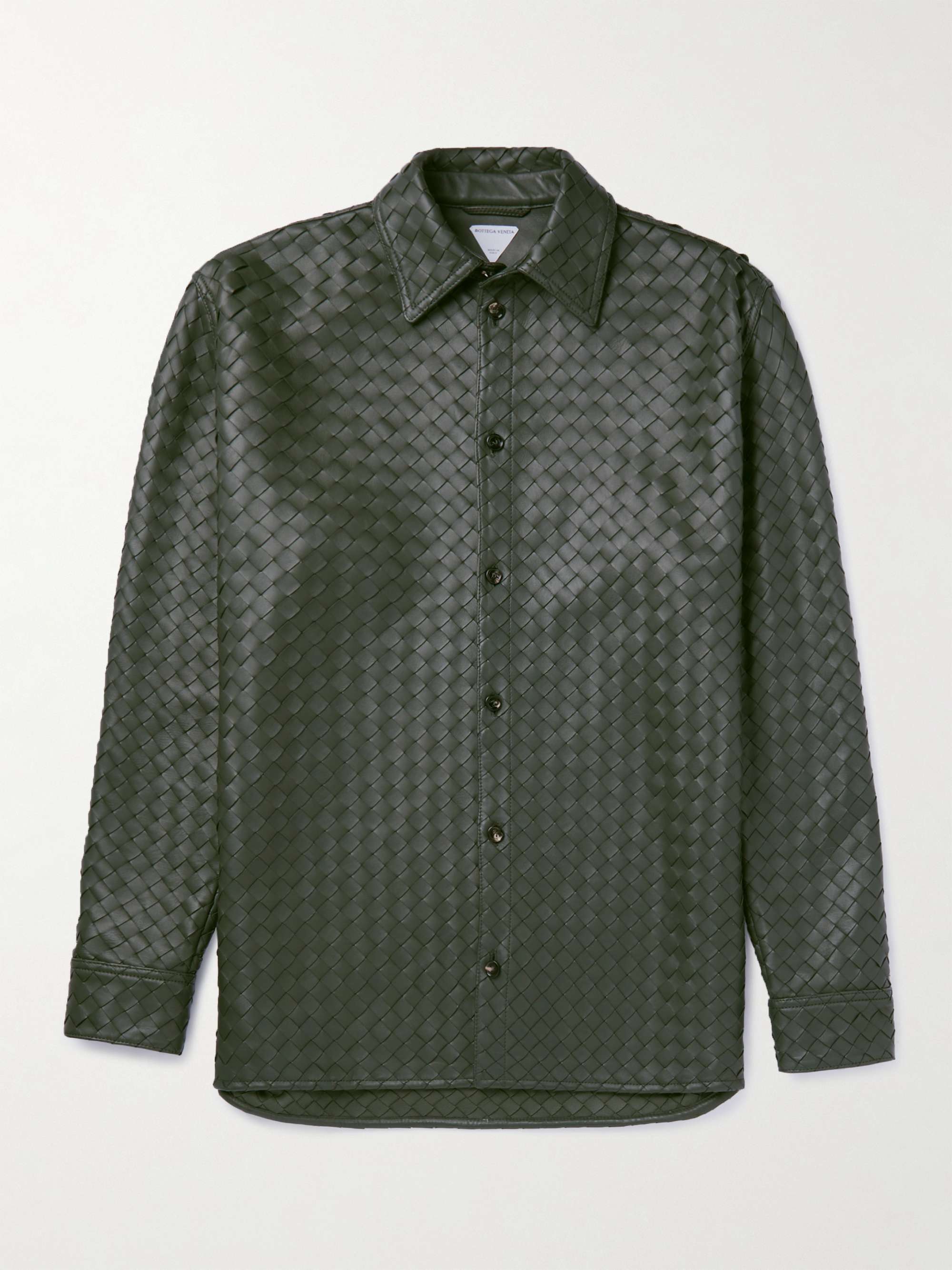 Bottega Veneta Intrecciato Leather Shirt - Men - Green - It 46