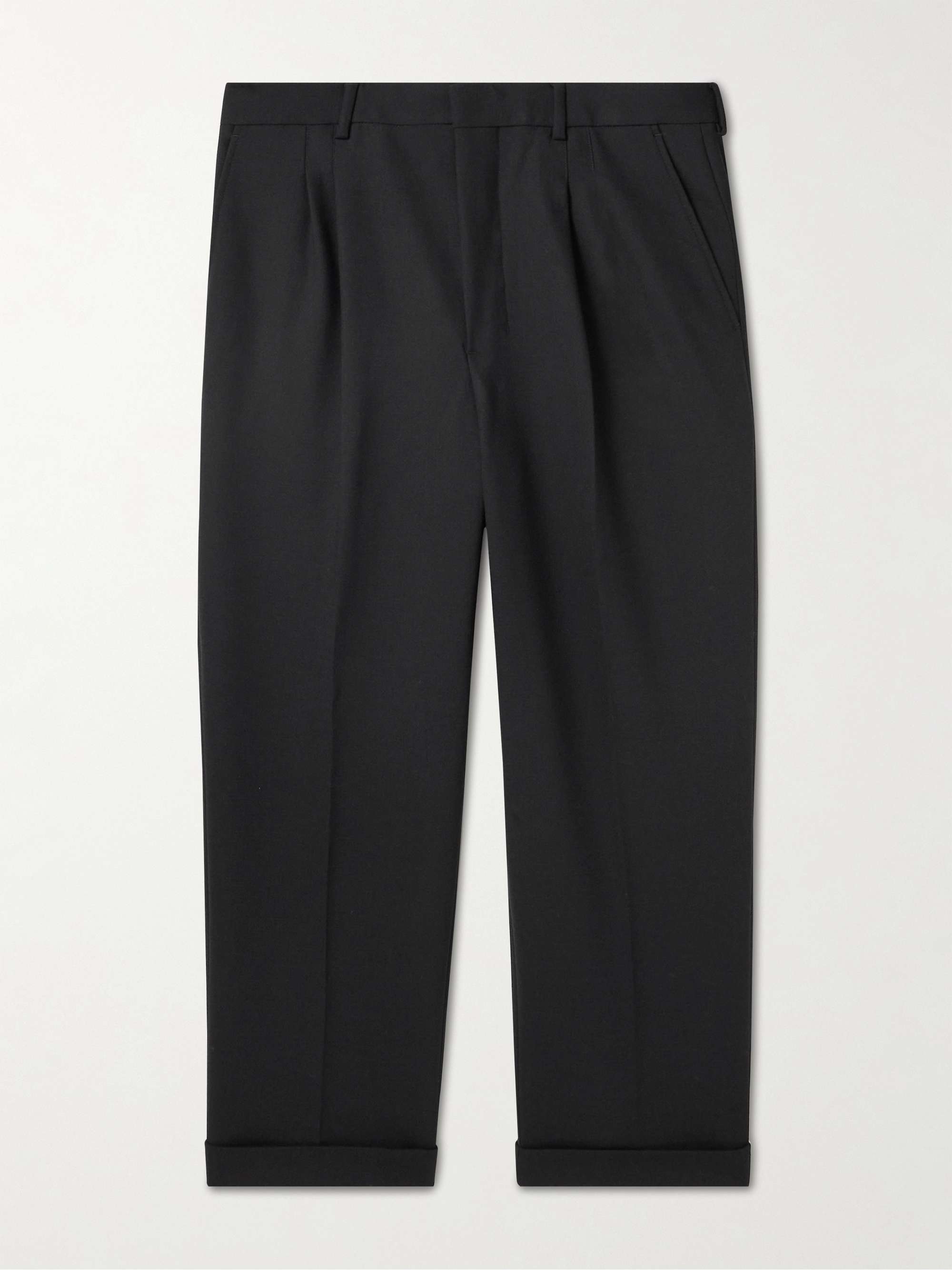 AMI PARIS Tapered Pleated Woven Trousers for Men | MR PORTER