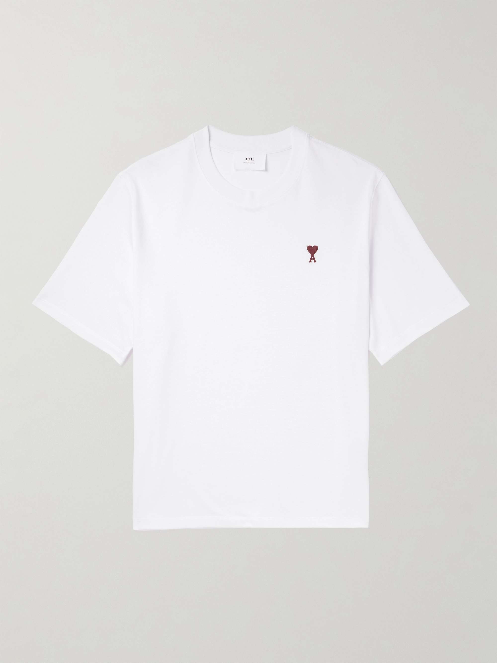 AMI PARIS Logo-Embroidered Organic Cotton-Jersey T-Shirt for Men | MR PORTER