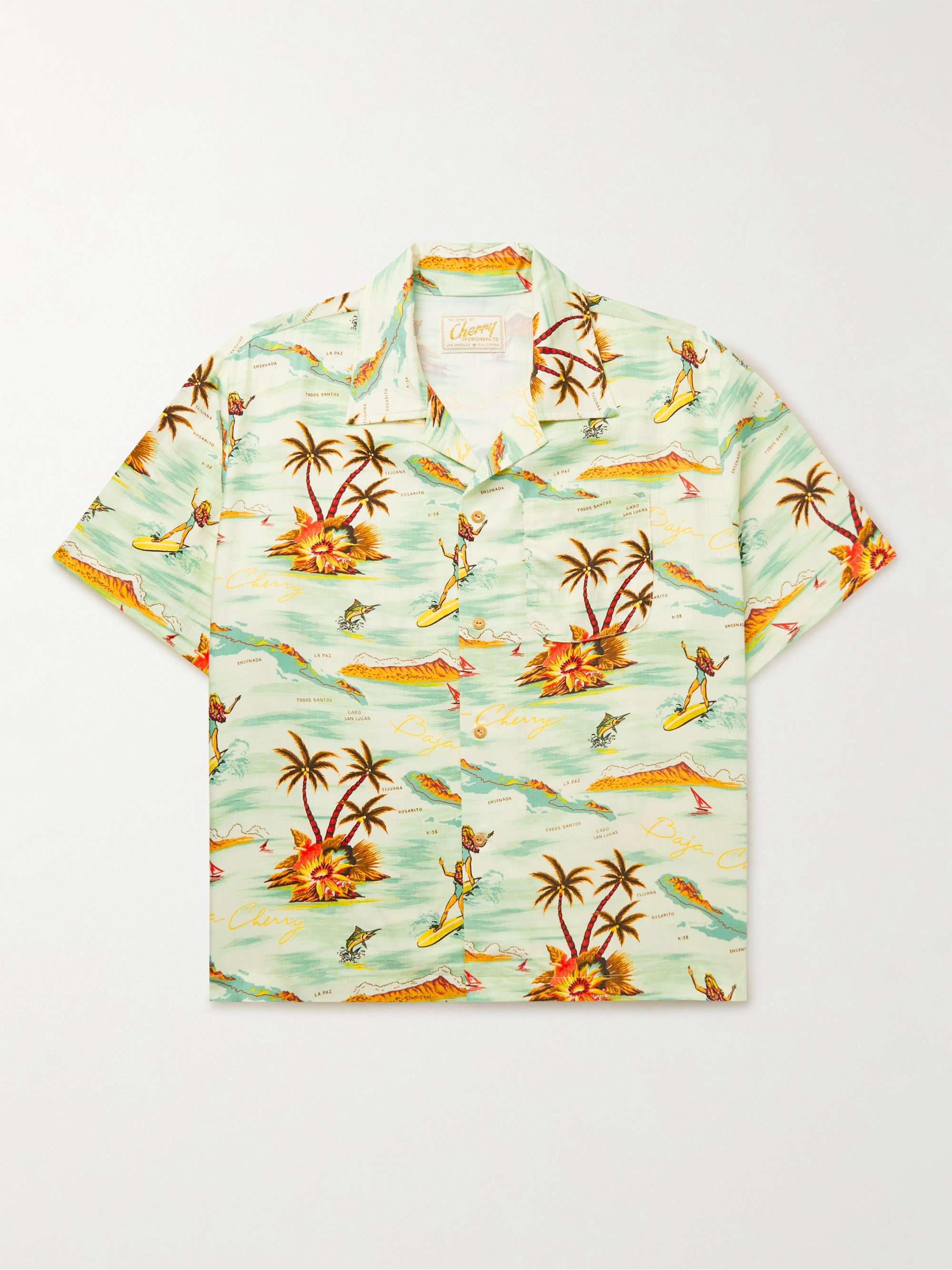 ملون قميص Baja من قماش ™TENCEL بياقة بطية مزين بطبعات | CHERRY LOS ANGELES  | MR PORTER