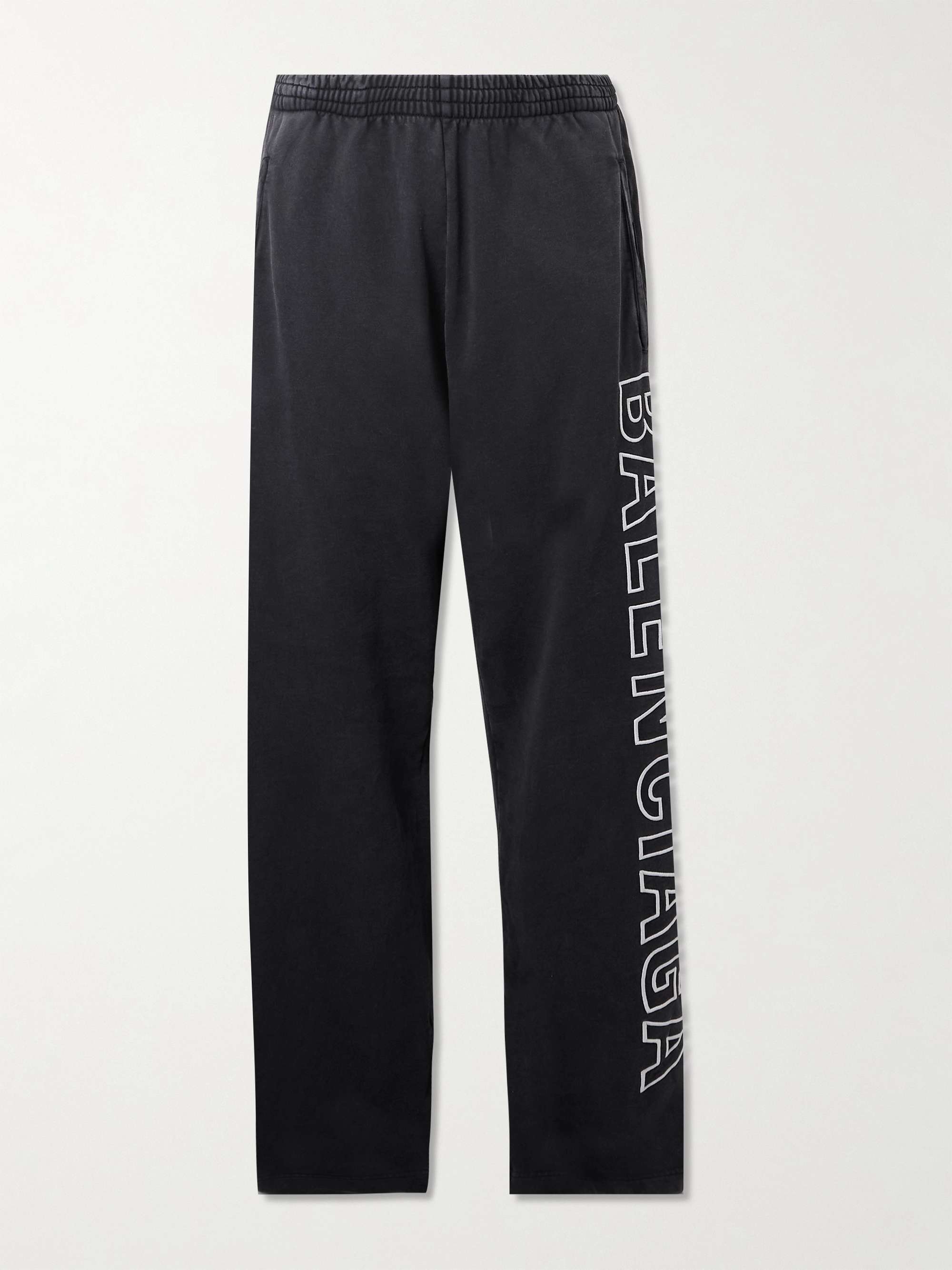 BALENCIAGA Wide-Leg Logo-Embroidered Cotton-Jersey Sweatpants for Men | MR  PORTER