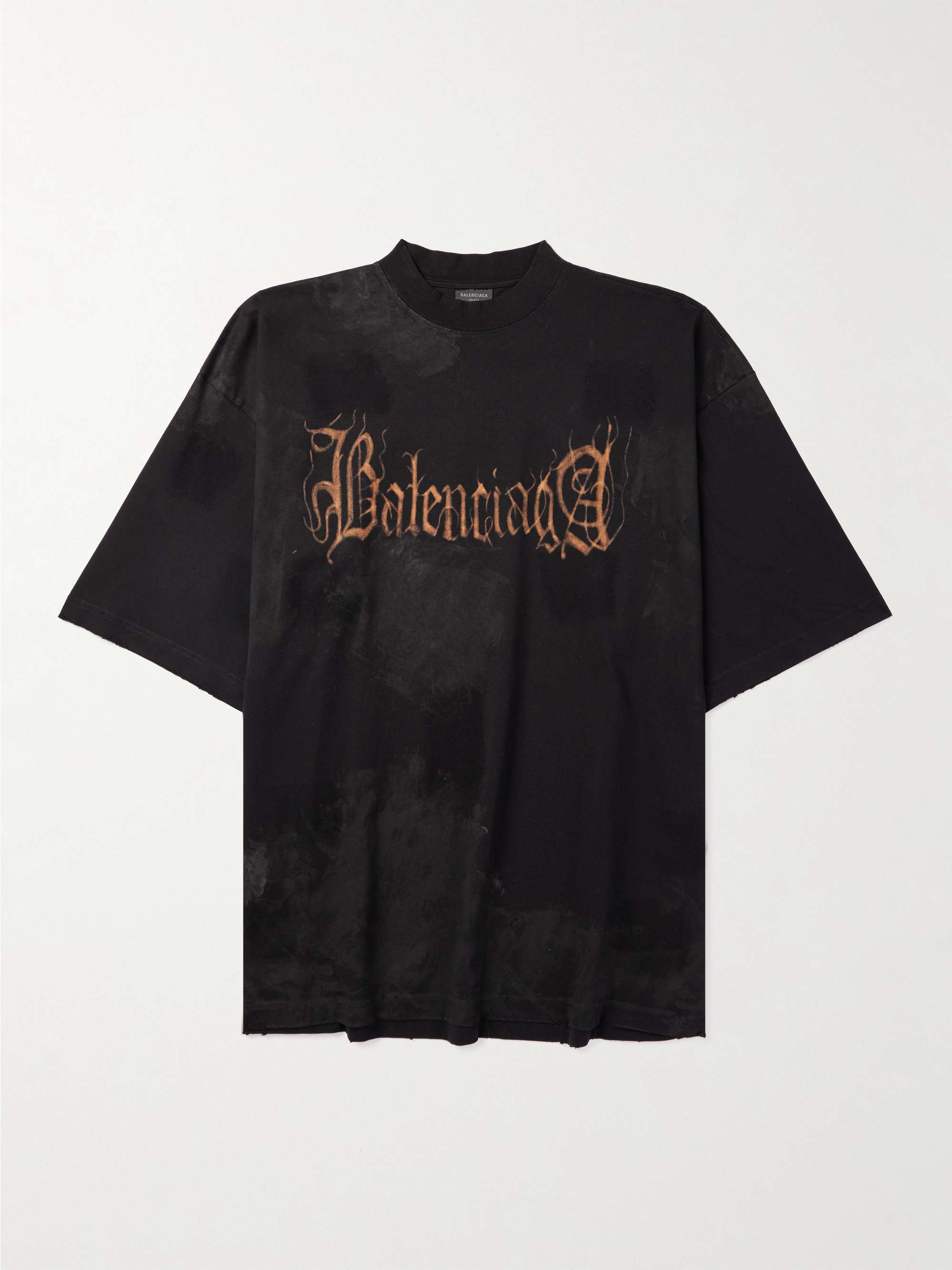 BALENCIAGA Oversized Logo-Print Bleached Cotton-Jersey T-Shirt for Men | MR  PORTER