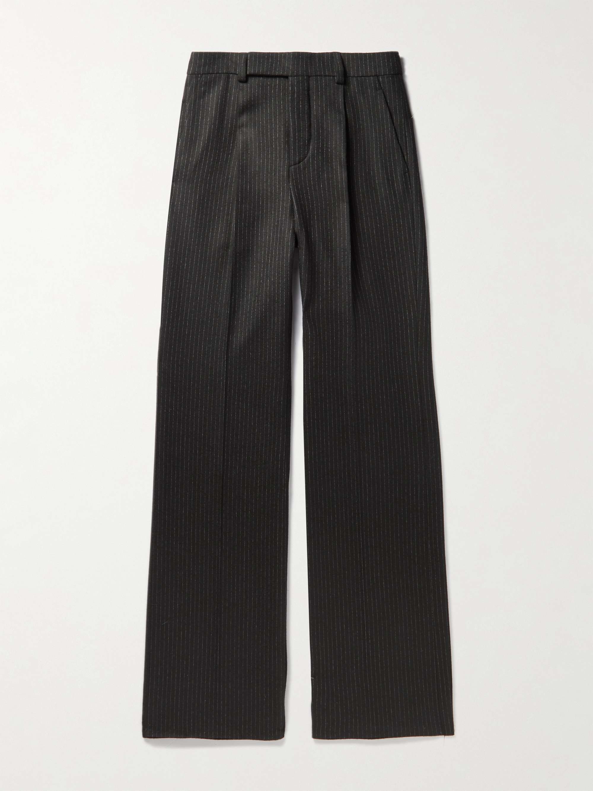 SAINT LAURENT Straight-Leg Pinstriped Wool and Cotton-Blend Flannel Trousers  for Men | MR PORTER