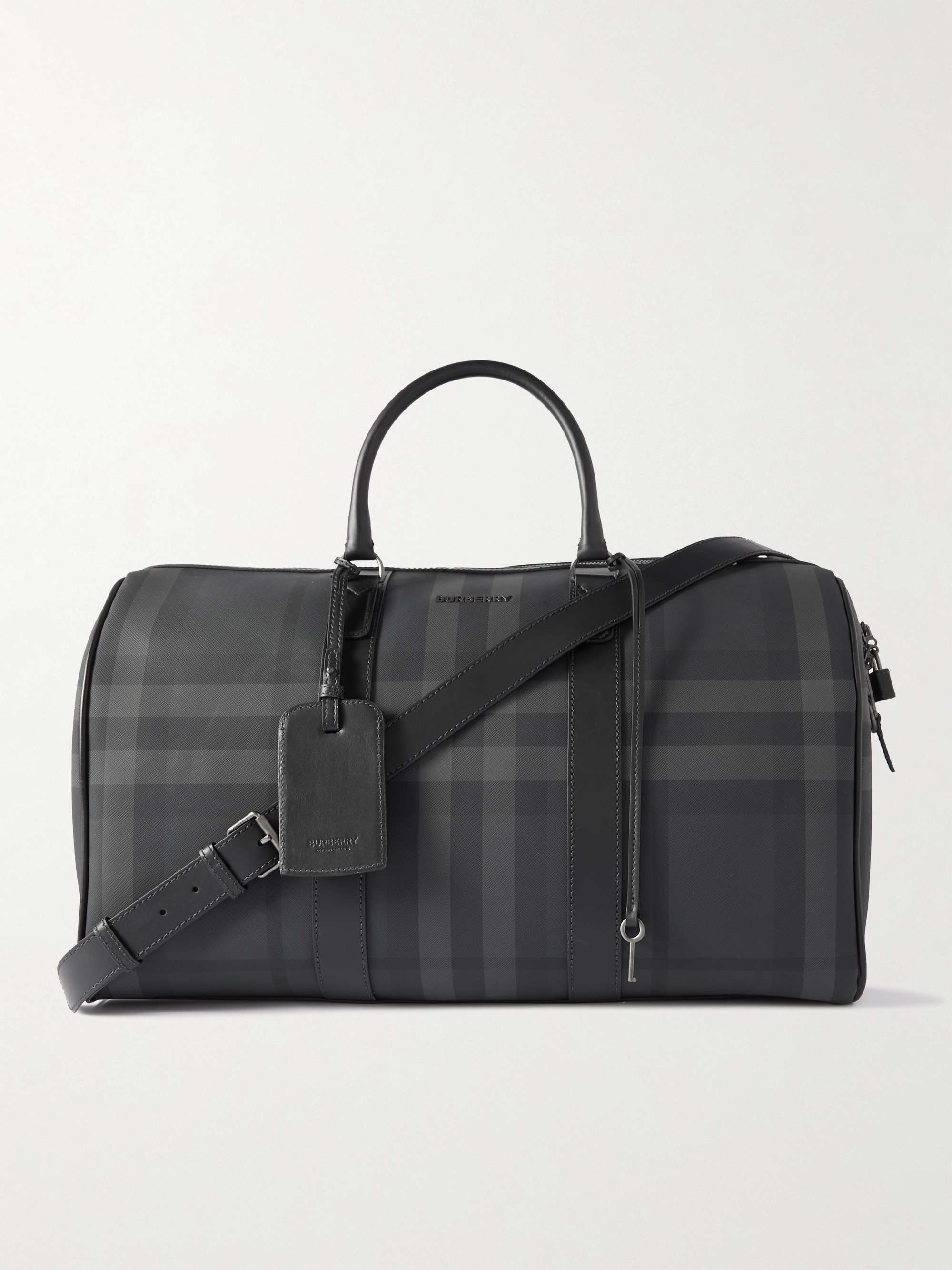 BURBERRY Boston Leather-Trimmed Checked Coated-Canvas Duffle Bag for Men |  MR PORTER