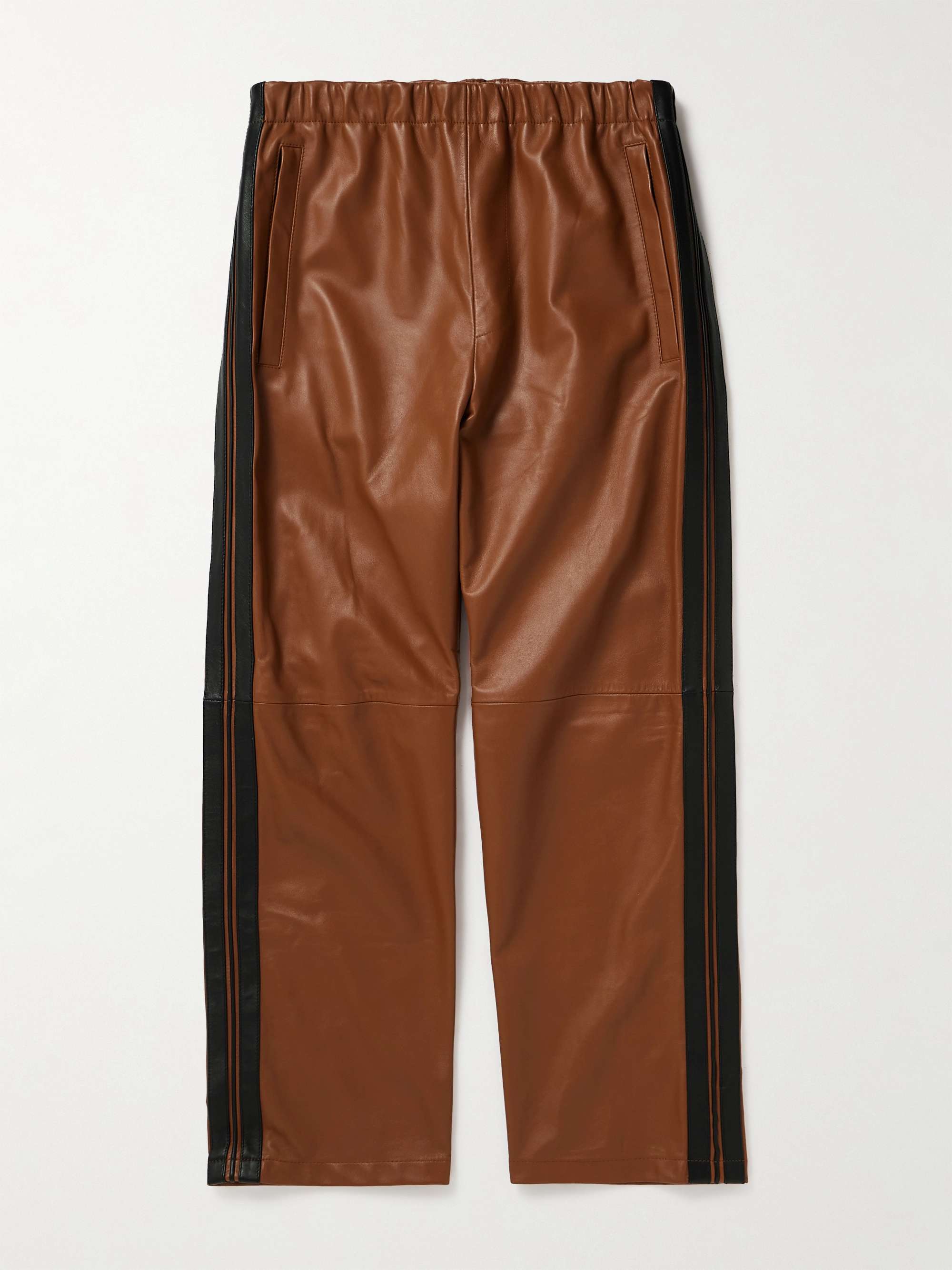 MARNI Straight-Leg Striped Nappa Leather Trousers for Men | MR PORTER